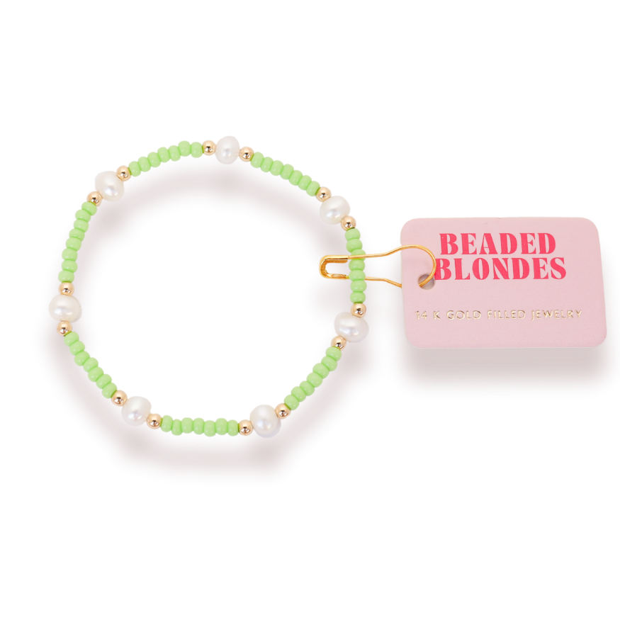 PASTEL GREEN PEARL BEADED BRACELET