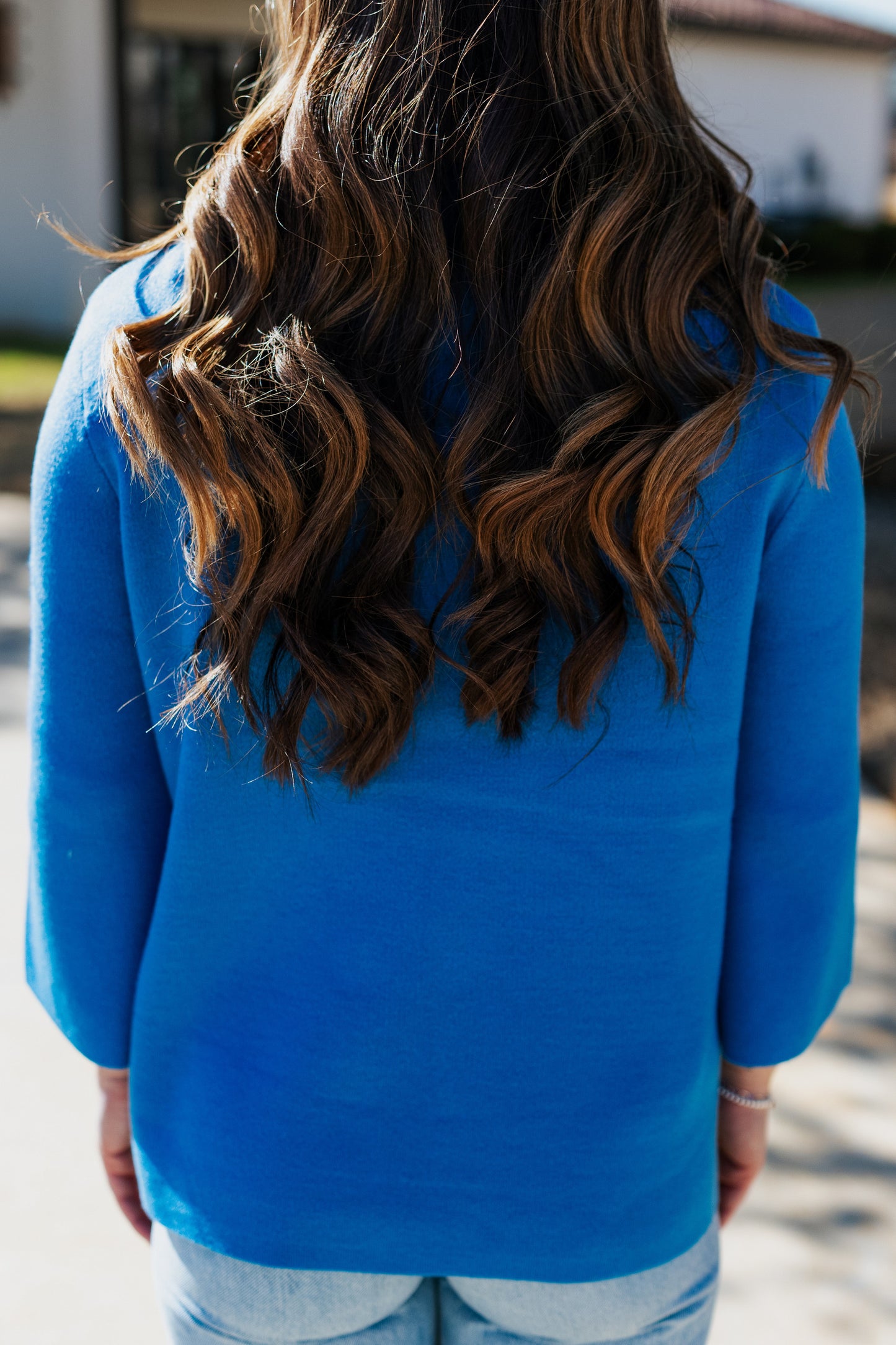 BELL SLEEVE SWEATER: FRENCH BLUE