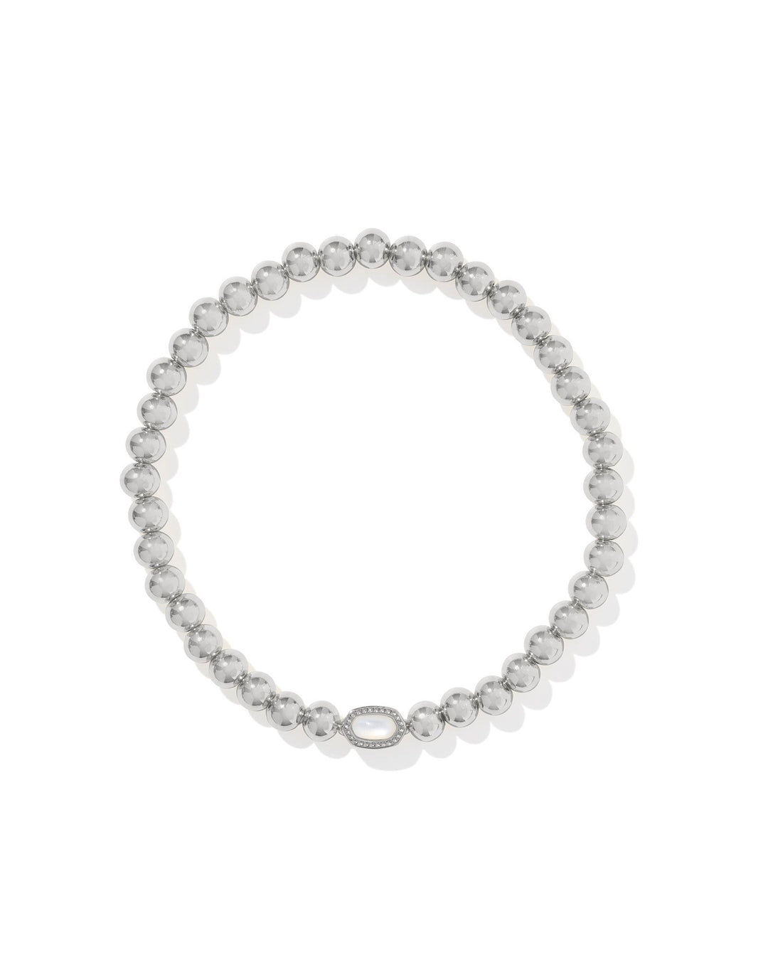 KENDRA SCOTT: RHODIUM / IVORY MOP MINI ELAINA STRETCH BRACELET