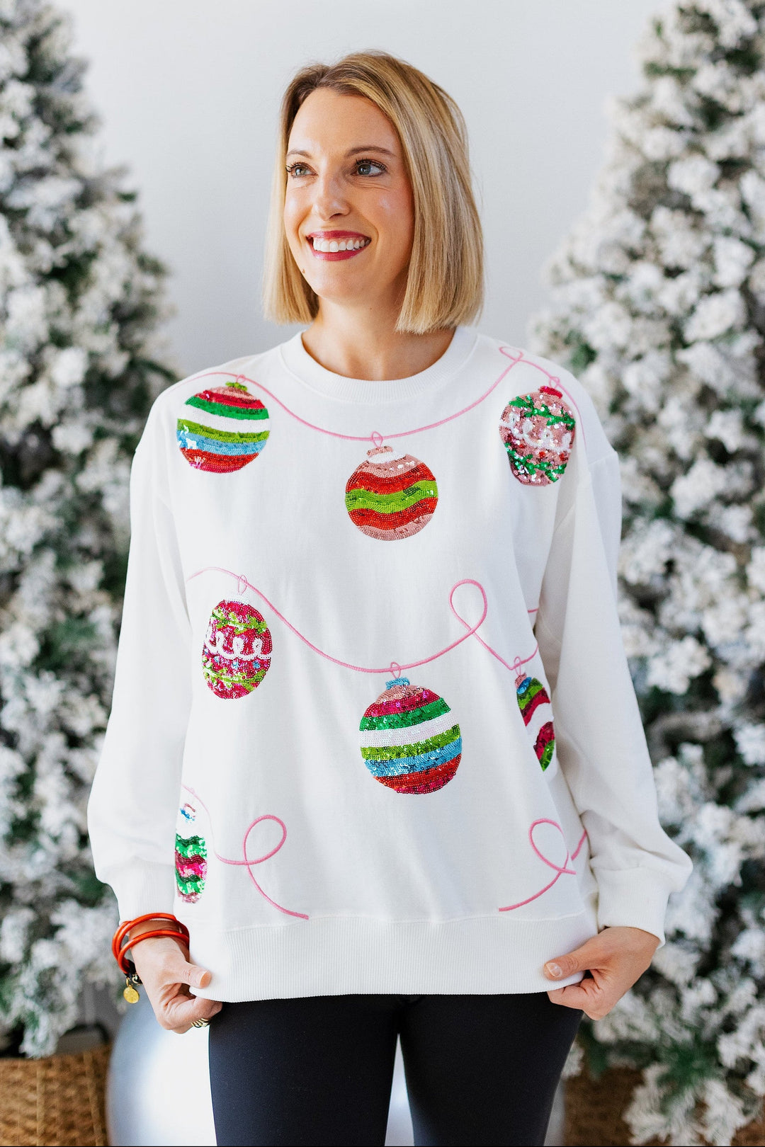 SEQUIN ORNAMENTS SWEATSHIRT