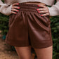MILLY LEATHER SHORT BROWN