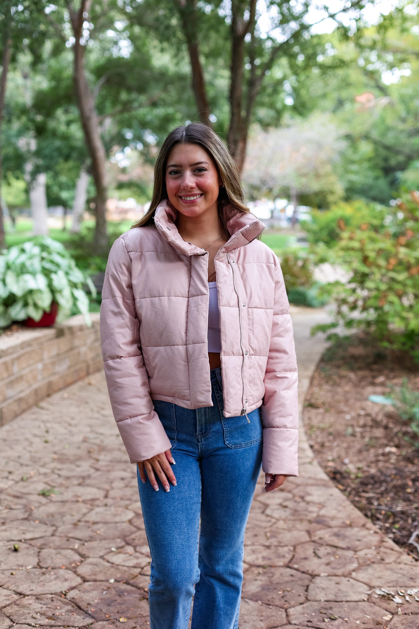 MADE ME BLUSH LEATHER PUFFER JACKET