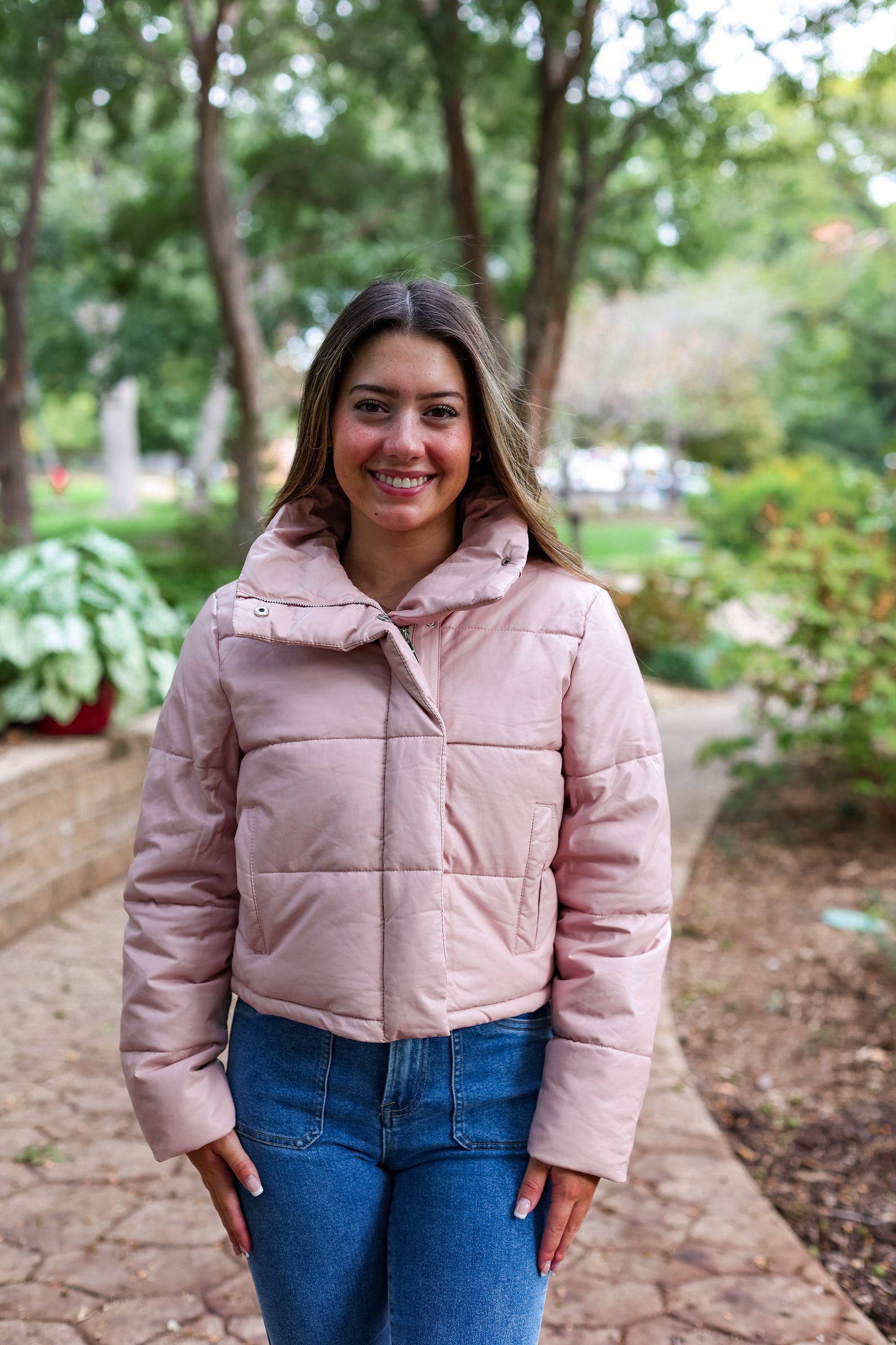MADE ME BLUSH LEATHER PUFFER JACKET