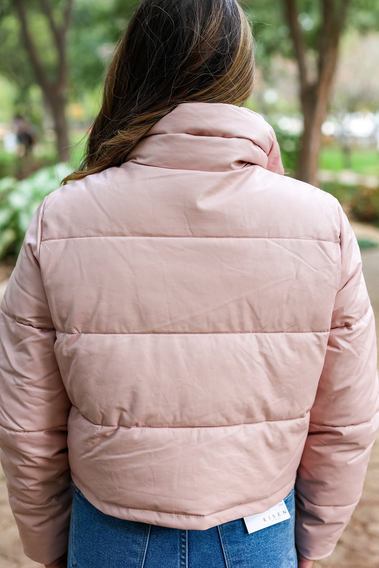 MADE ME BLUSH LEATHER PUFFER JACKET