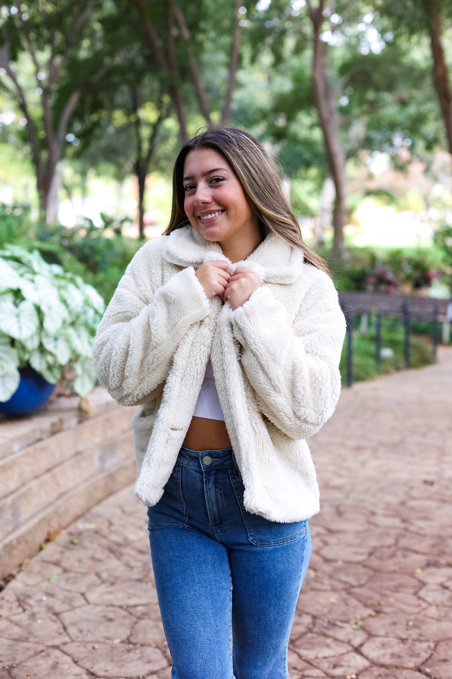 COZY UP FUR JACKET: CREAM