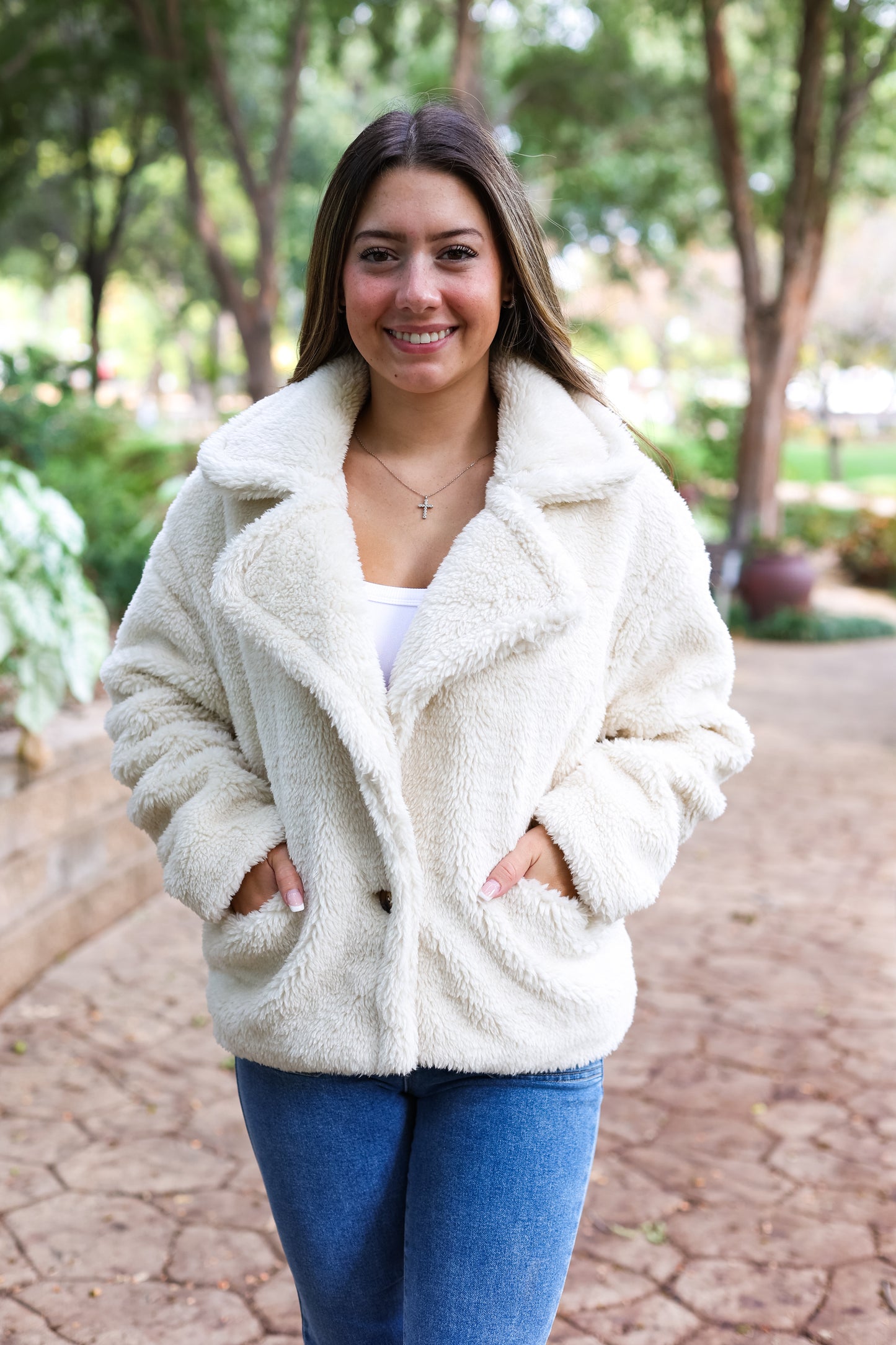 COZY UP FUR JACKET: CREAM