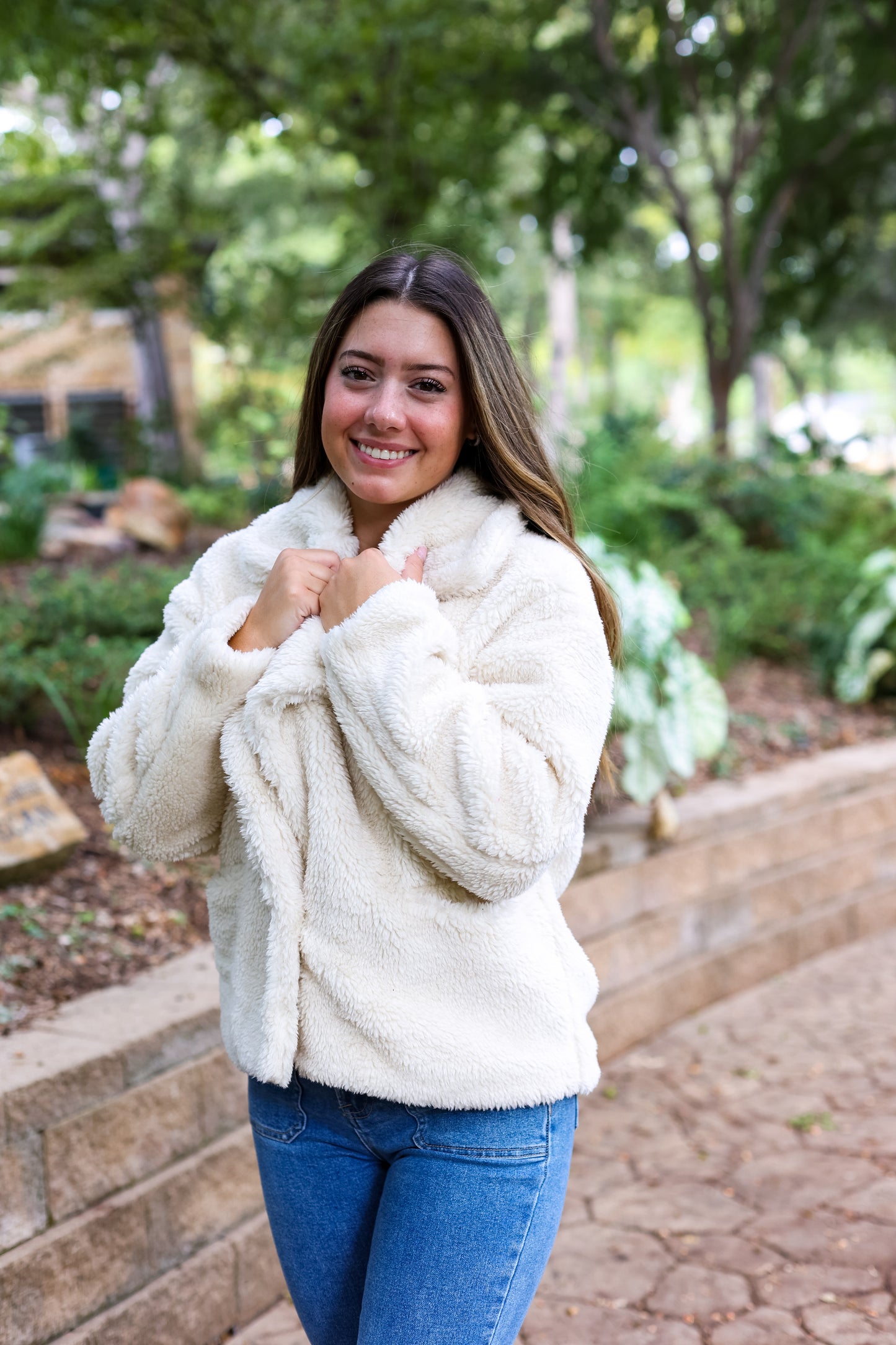 COZY UP FUR JACKET: CREAM