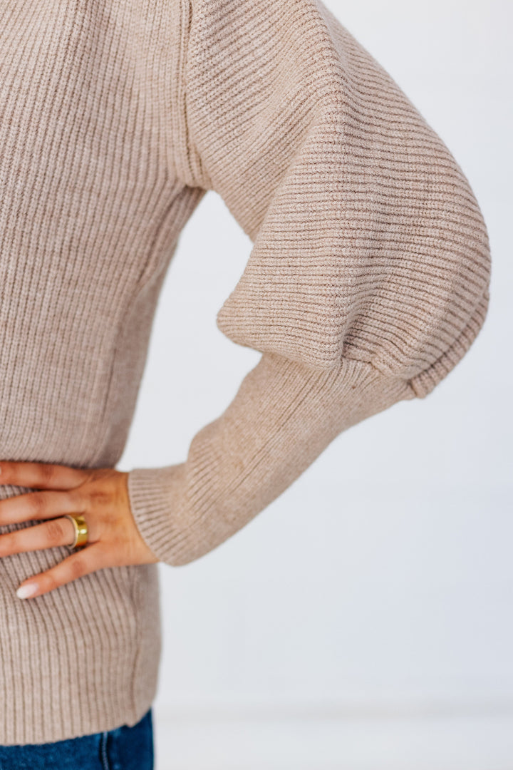 MOCHA DENIM CONTRAST BUTTON UP SWEATER