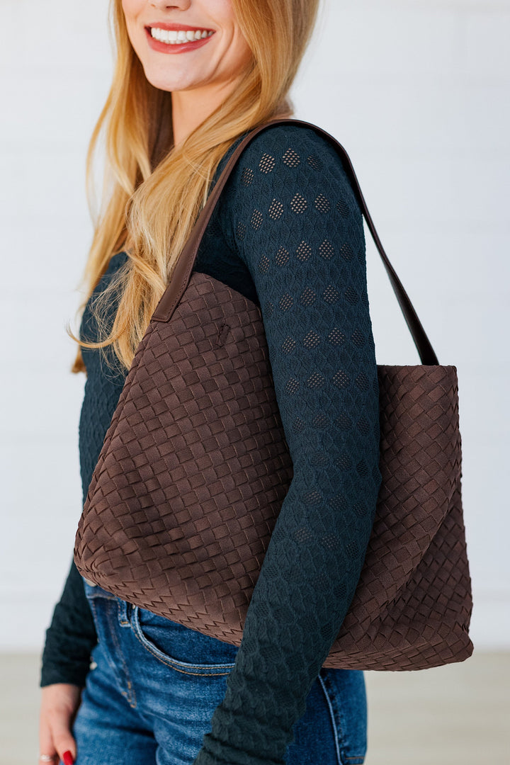 WOVEN MARIN BAG- PLUM BROWN