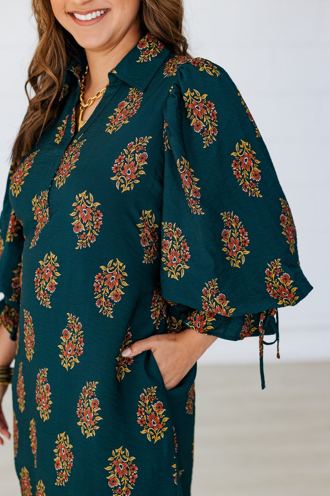IVY GREEN PRINT MINI DRESS