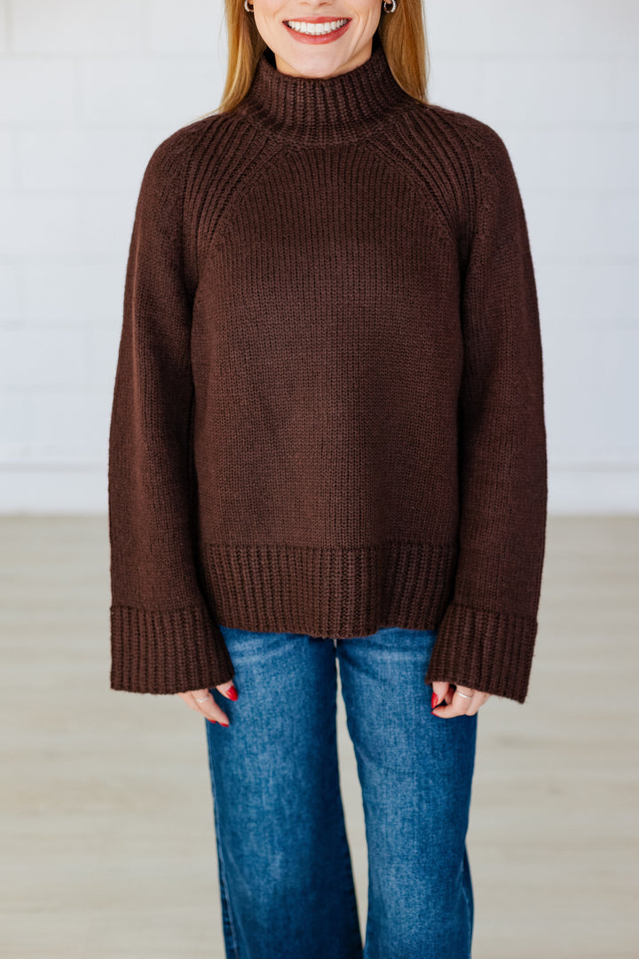 Z SUPPLY: EMERGE FUNNEL NECK SWEATER- CHOCOLATE CHERRY