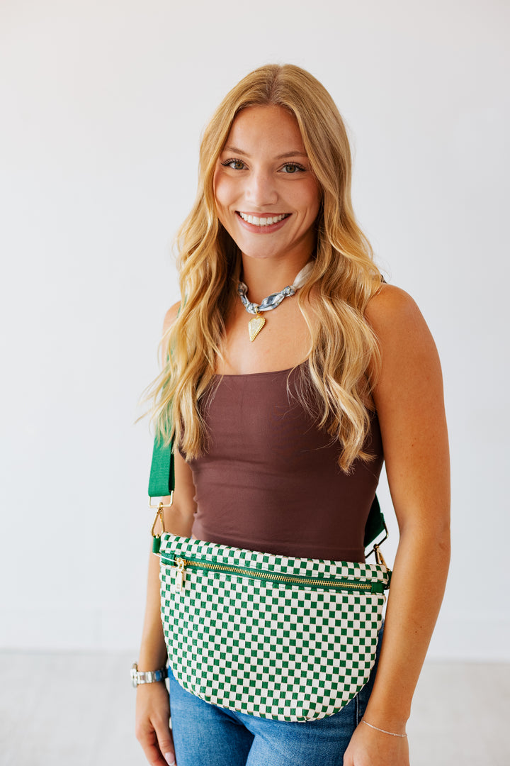 EMERALD CHECKER WOVEN BUM BAG