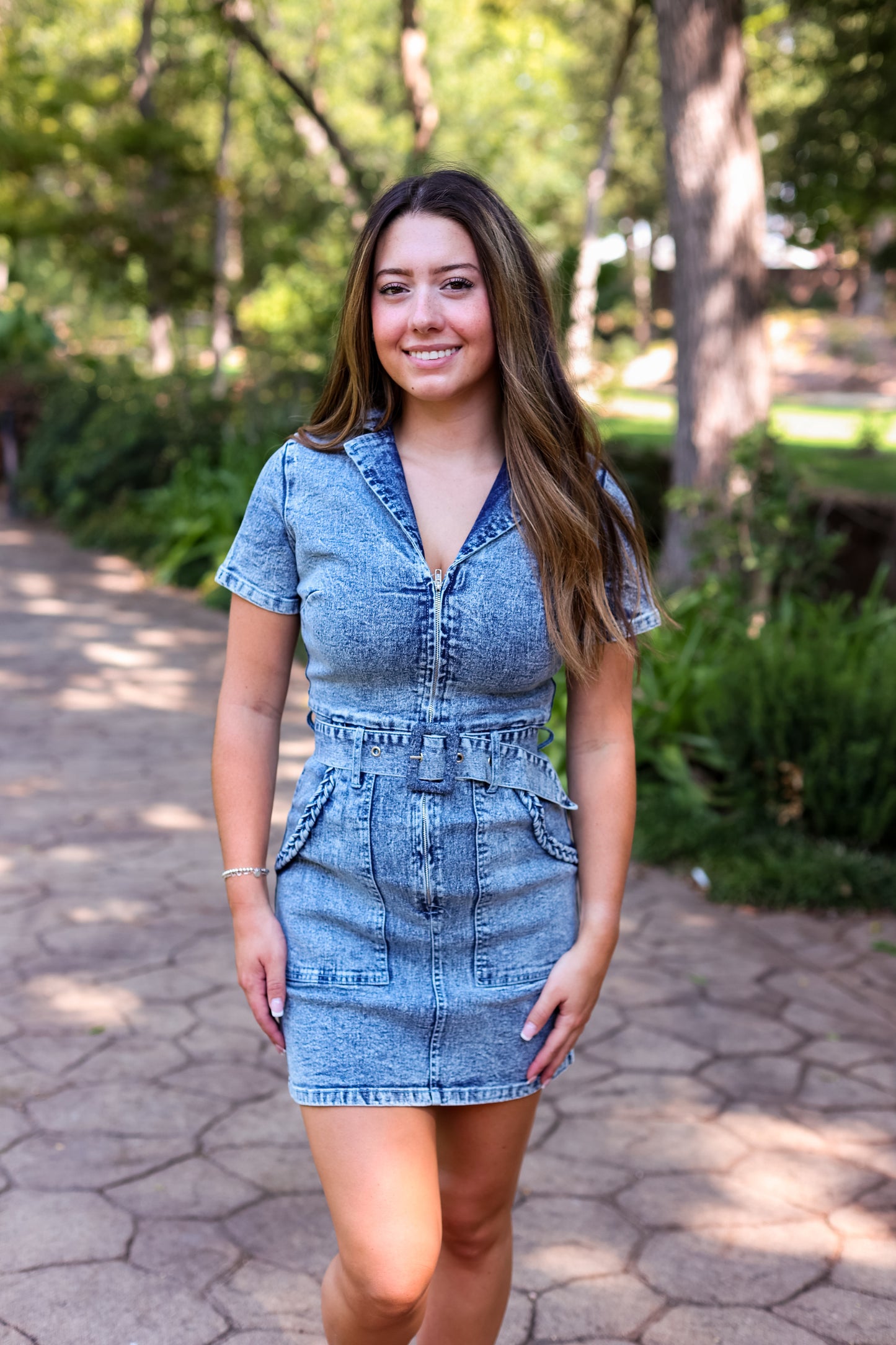 KIMMY BELTED DENIM DRESS