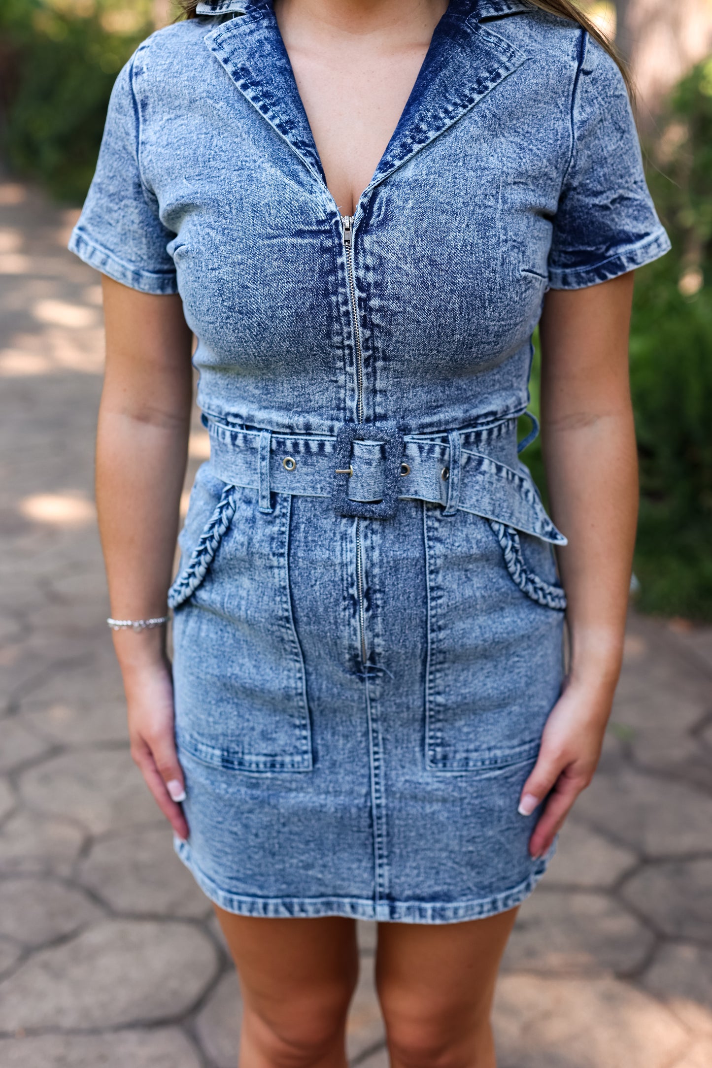 KIMMY BELTED DENIM DRESS