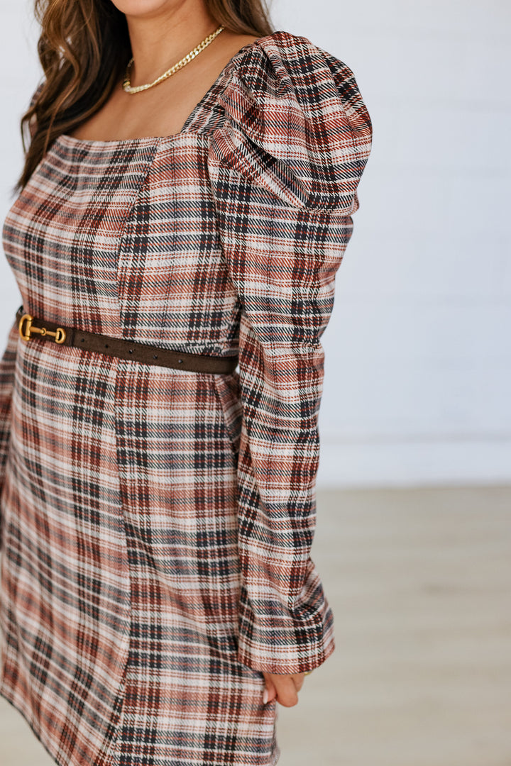 PALOMA PLAID PUFF SLEEVE MINI DRESS