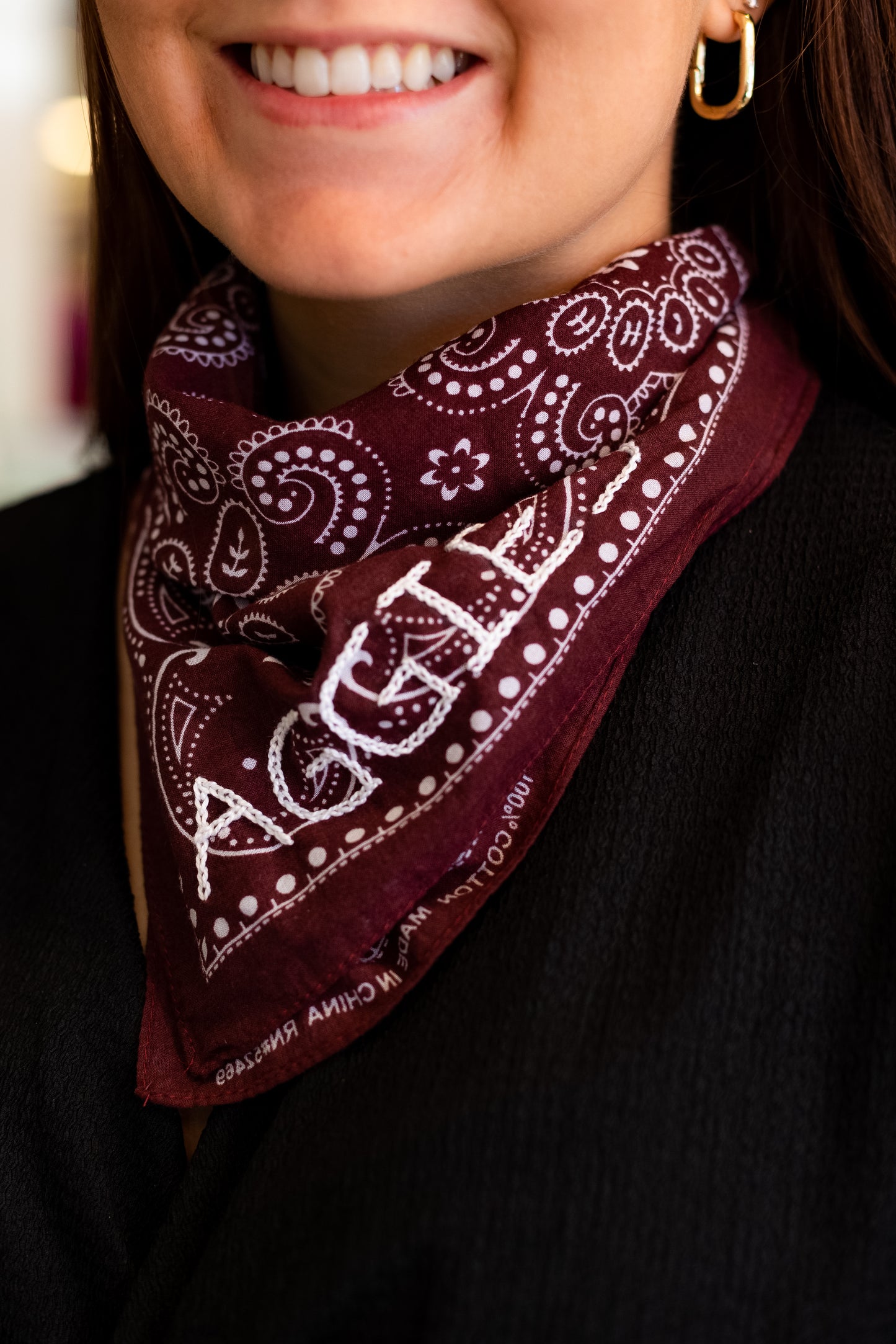 HAND EMBROIDERED GAME DAY BANDANA: AGGIES