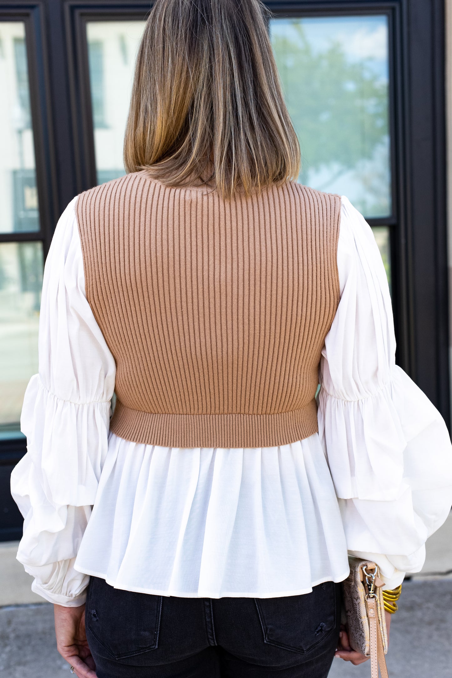 DOUBLE OR NOTHING MIXED MEDIA TOP: TAN