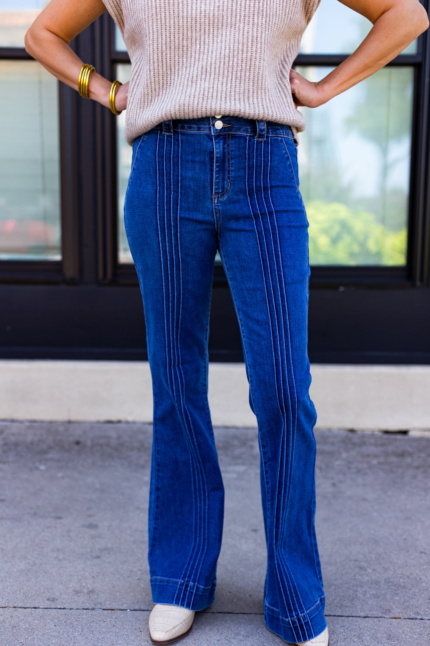 DENIM DREAMS H/R PINTUCK FLARE JEAN
