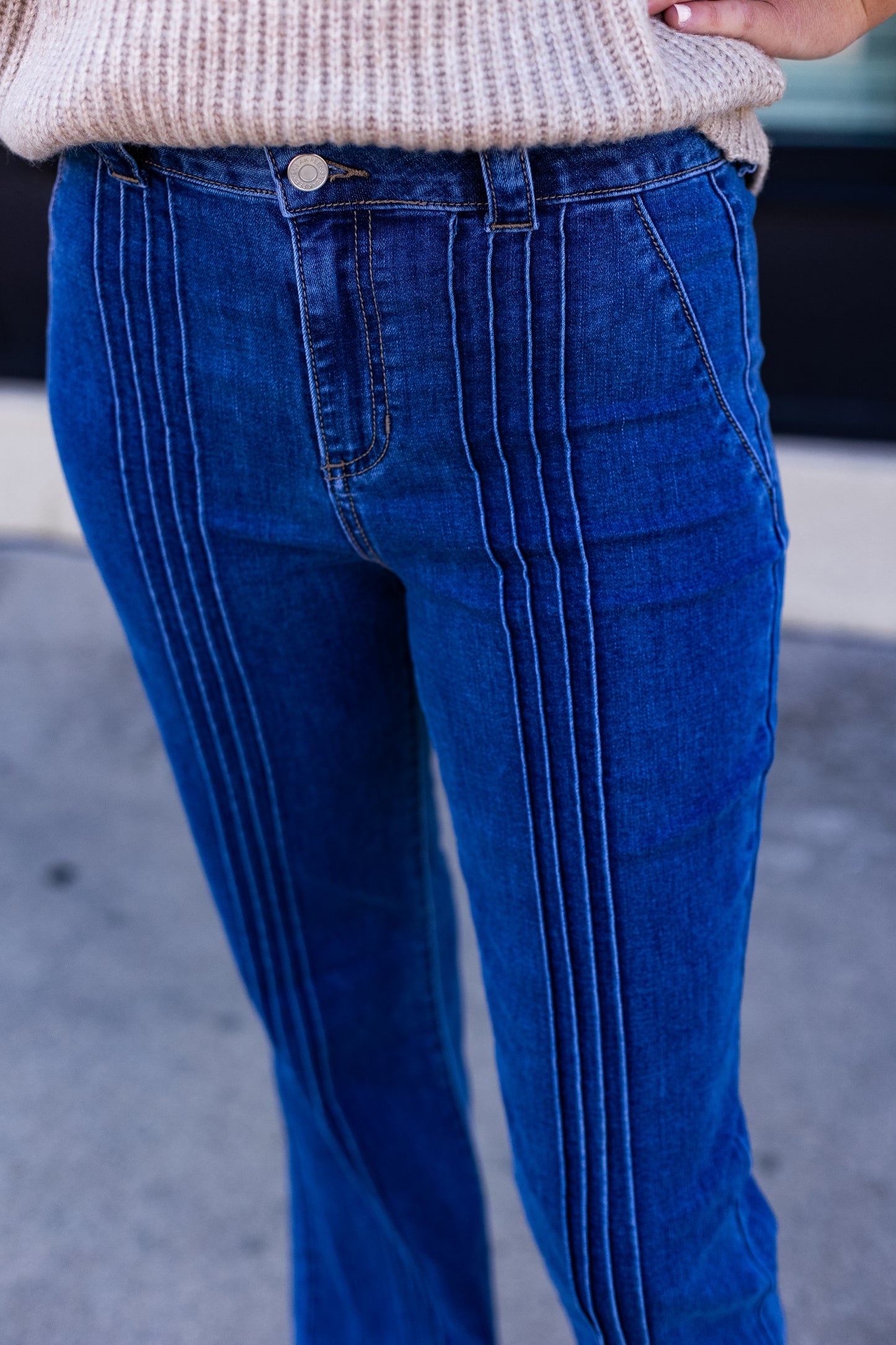 DENIM DREAMS H/R PINTUCK FLARE JEAN