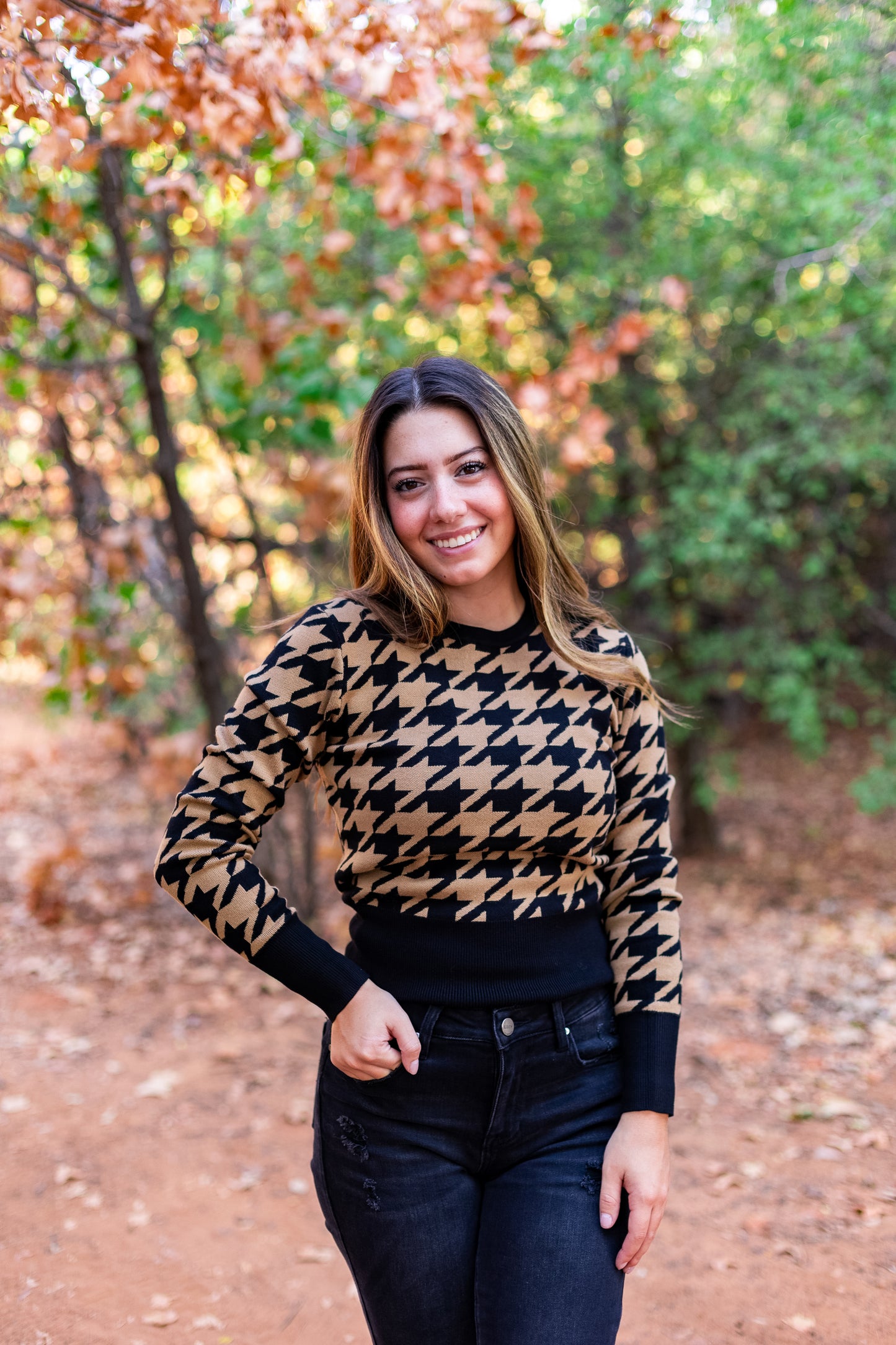 COME AND GET IT HOUNDSTOOTH SWEATER