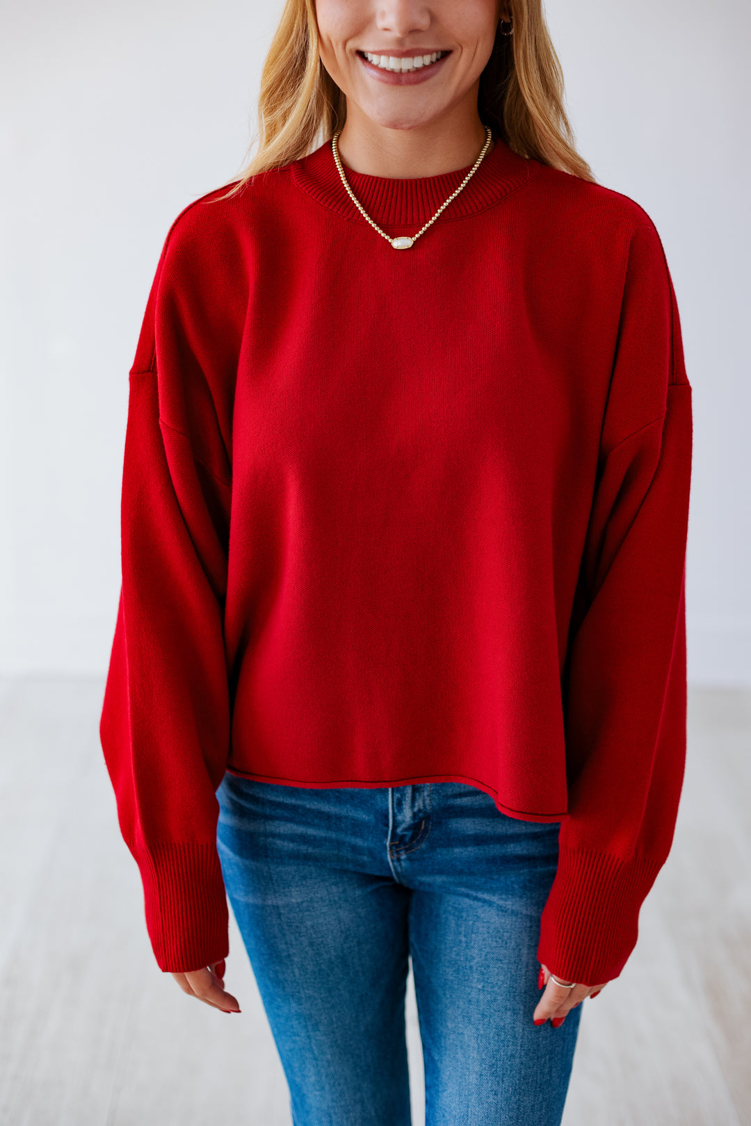 WILLA RED CROPPED SWEATER