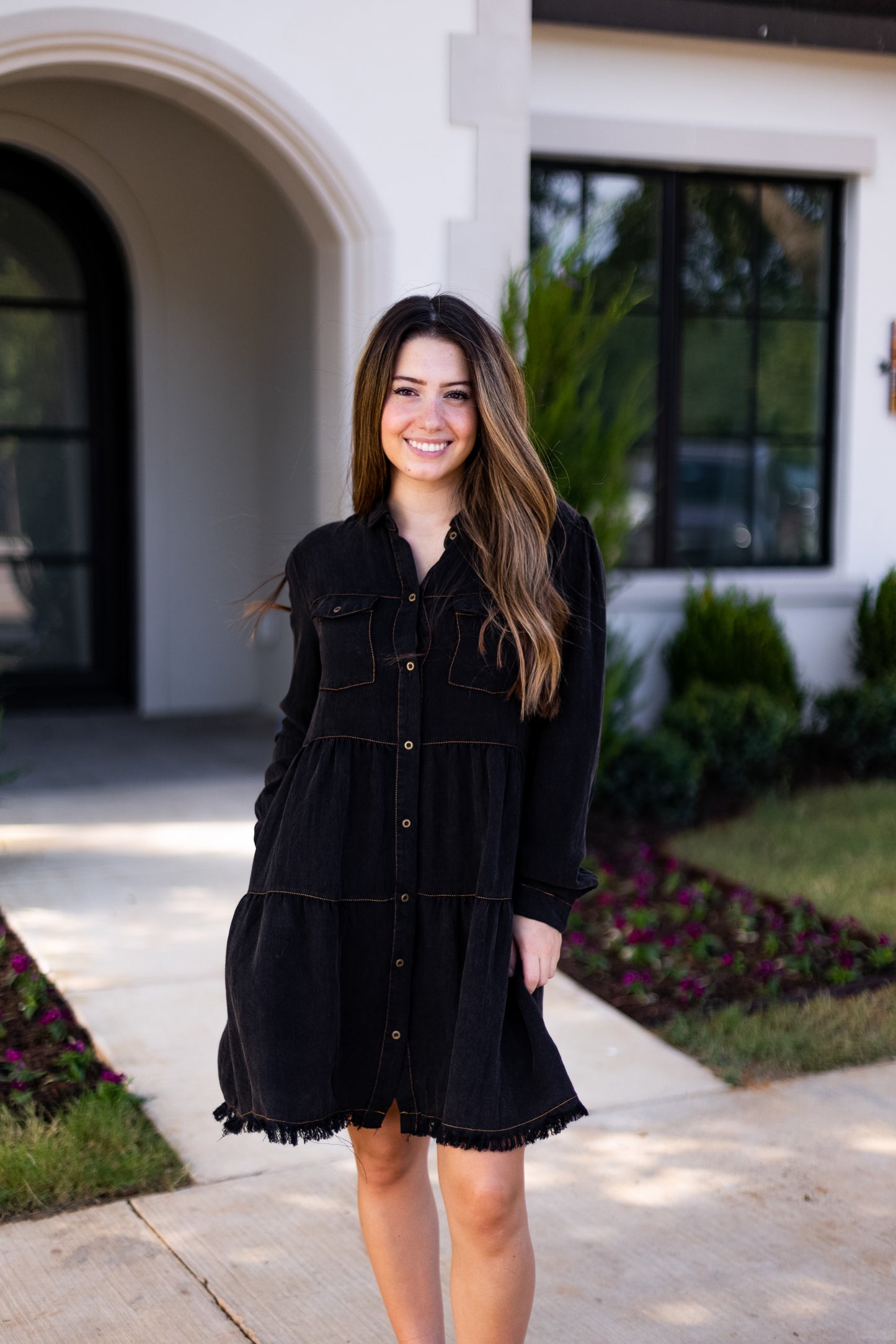 NOIR WASHED BUTTON UP DRESS