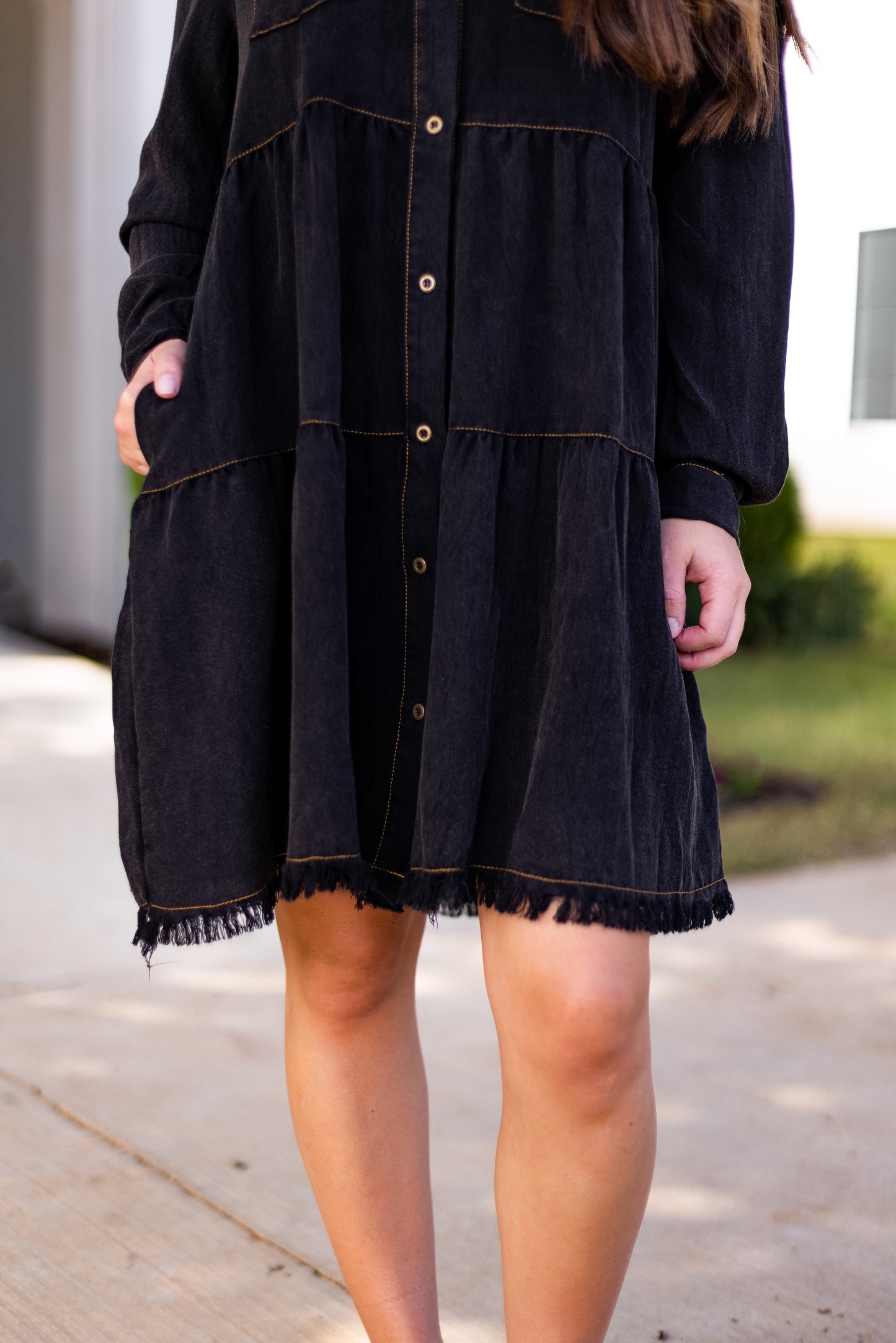NOIR WASHED BUTTON UP DRESS