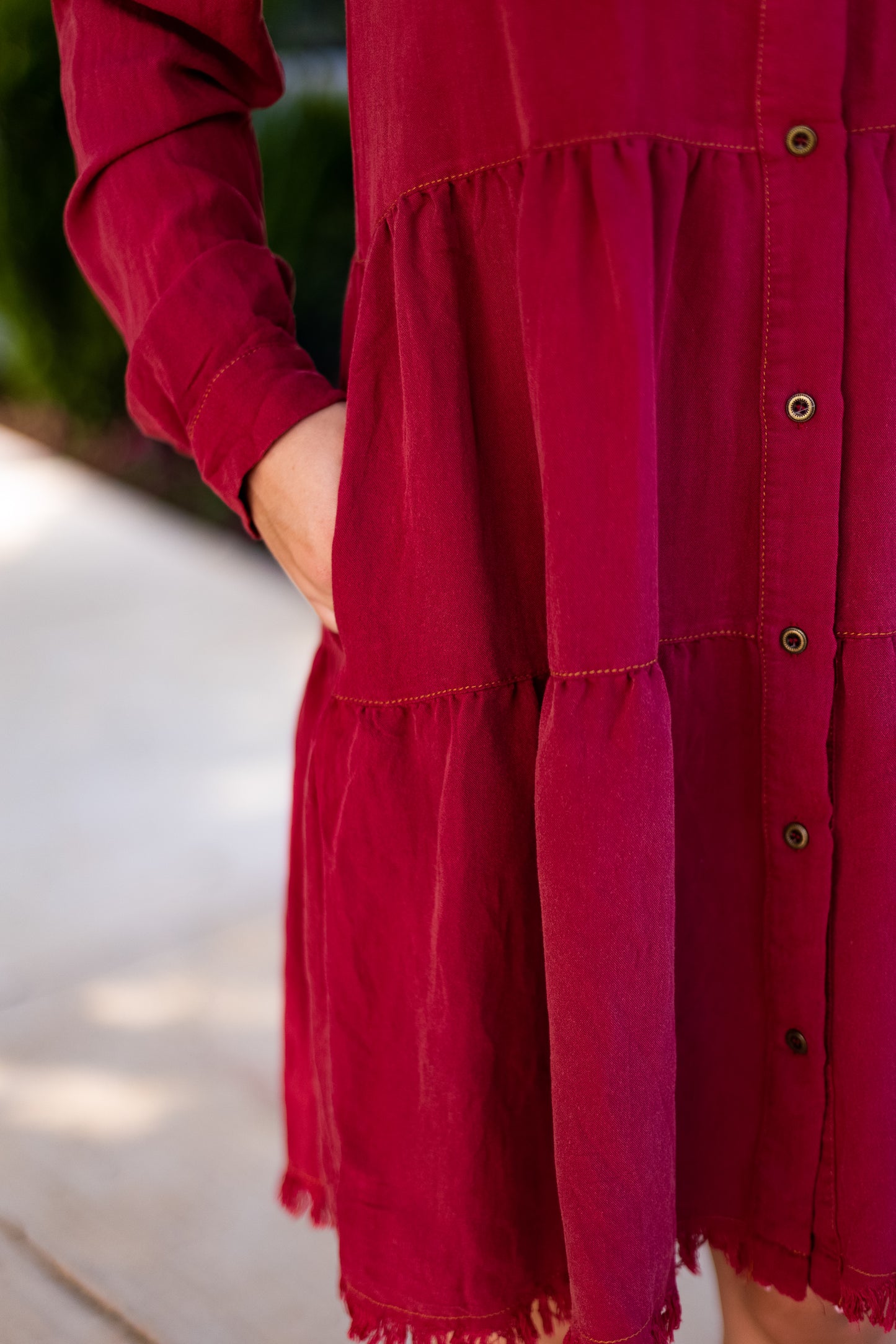 CHERRY PICKING WASHED BUTTON UP DRESS