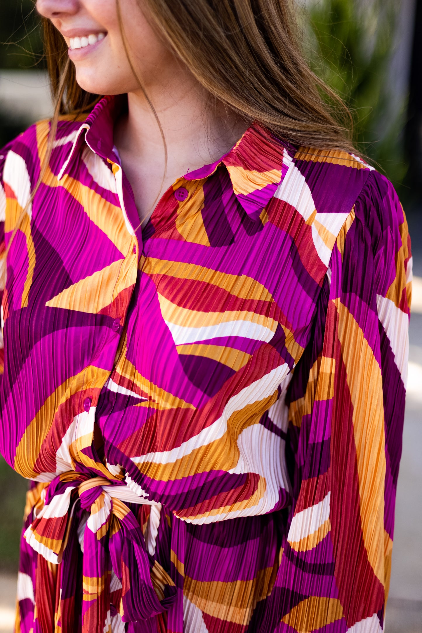 FOLLOW ME PRINTED PLISSE DRESS