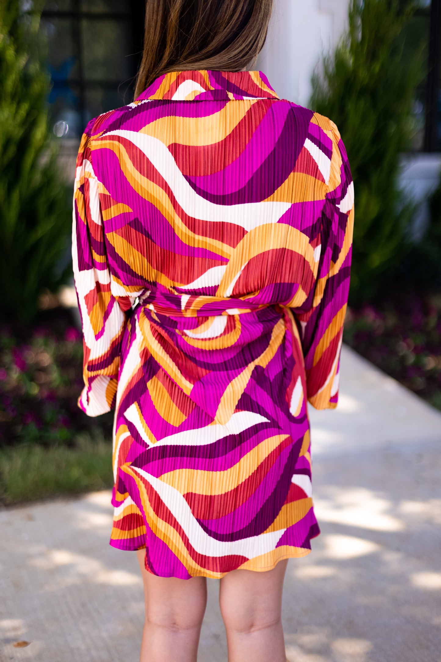 FOLLOW ME PRINTED PLISSE DRESS