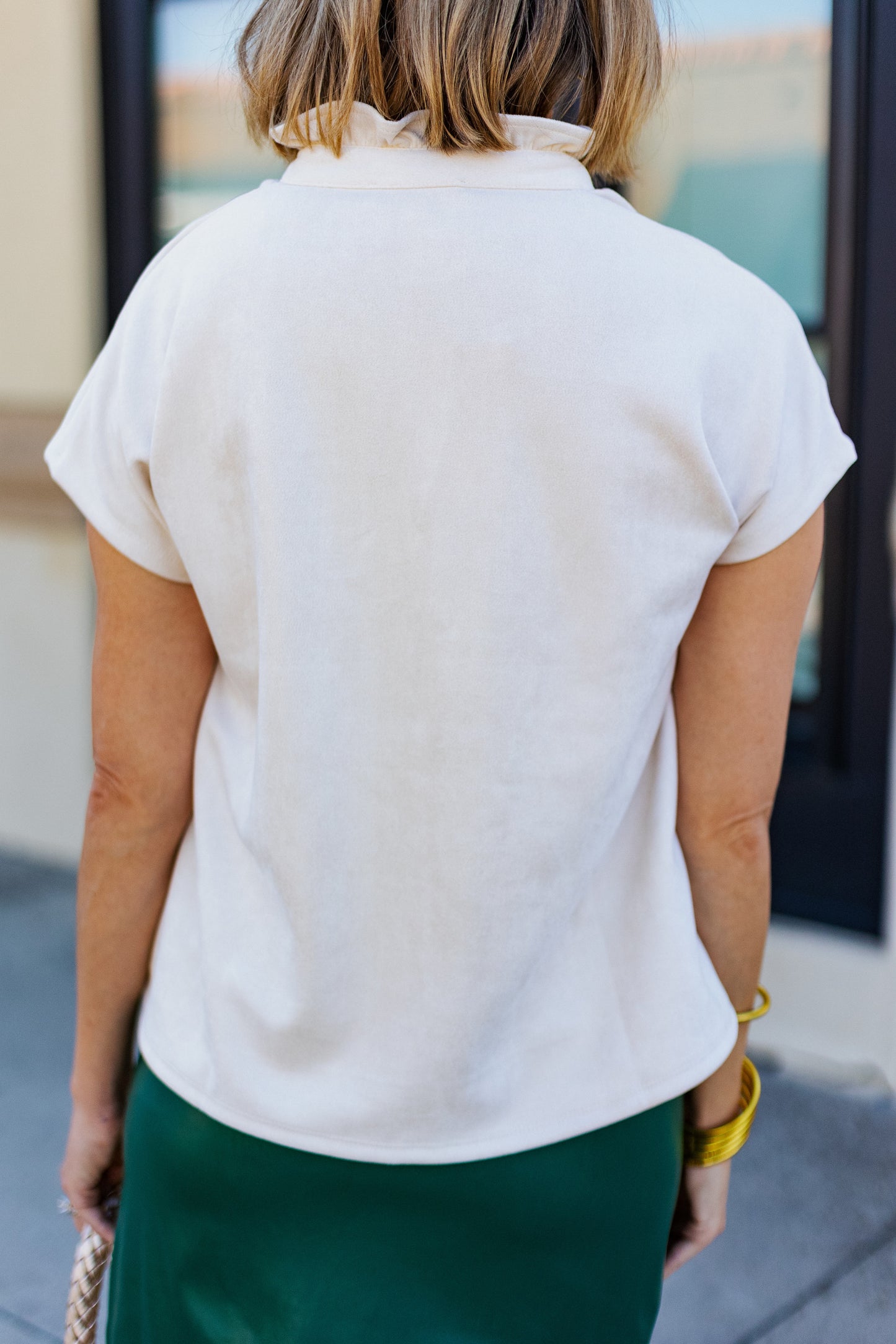 CREAM SUEDE TOP