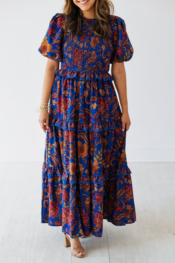 VIVID ROYAL FLORAL MAXI DRESS
