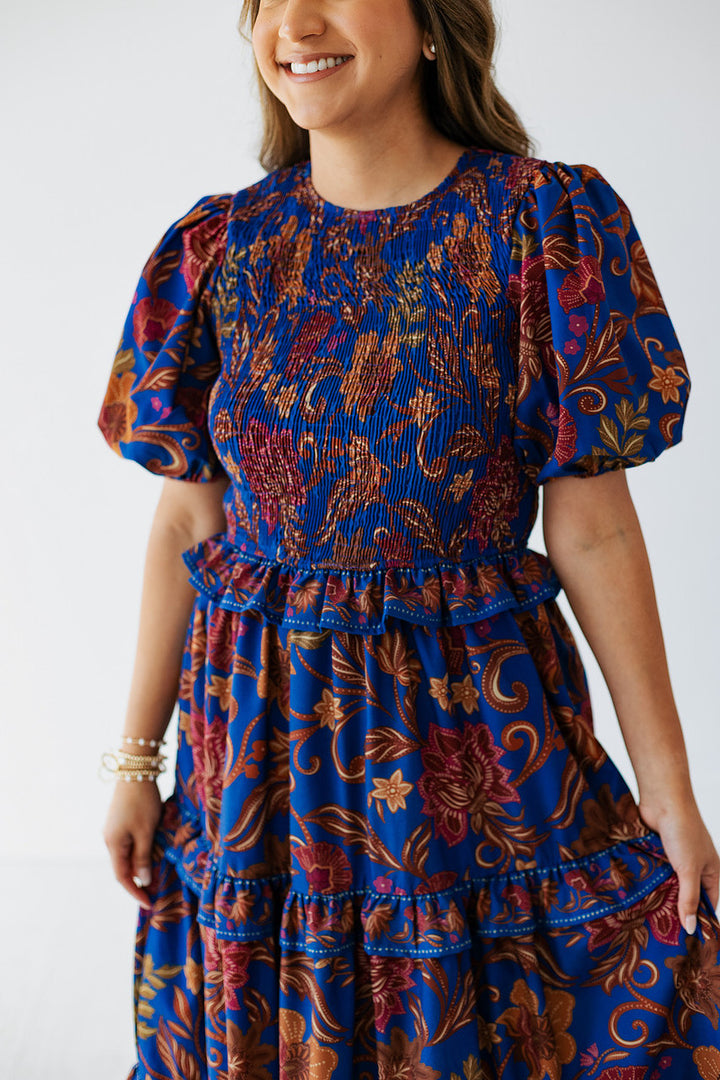 VIVID ROYAL FLORAL MAXI DRESS