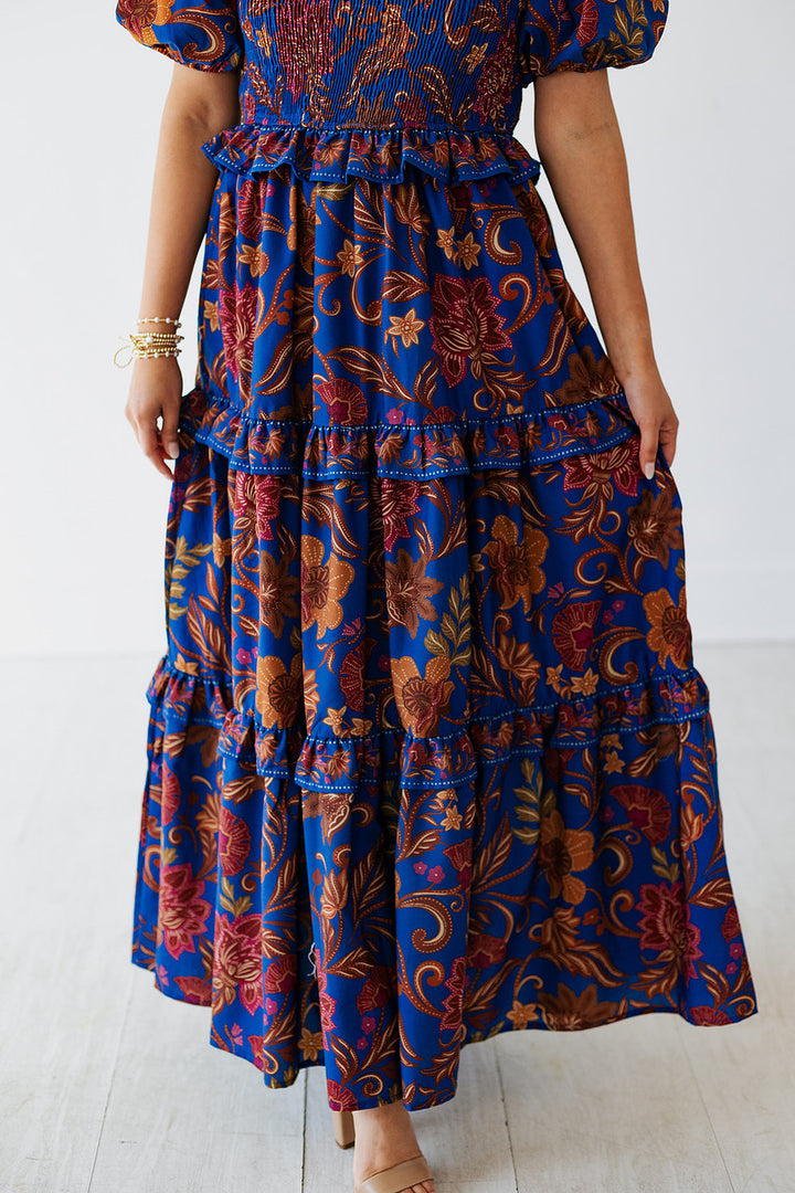 VIVID ROYAL FLORAL MAXI DRESS