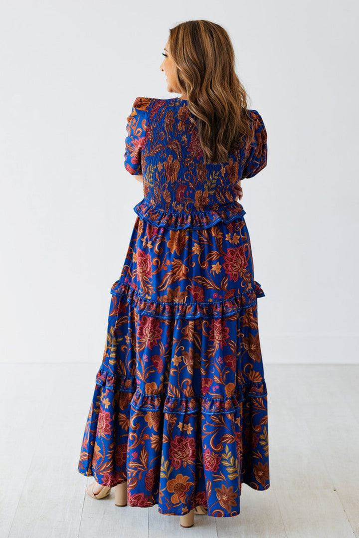 VIVID ROYAL FLORAL MAXI DRESS
