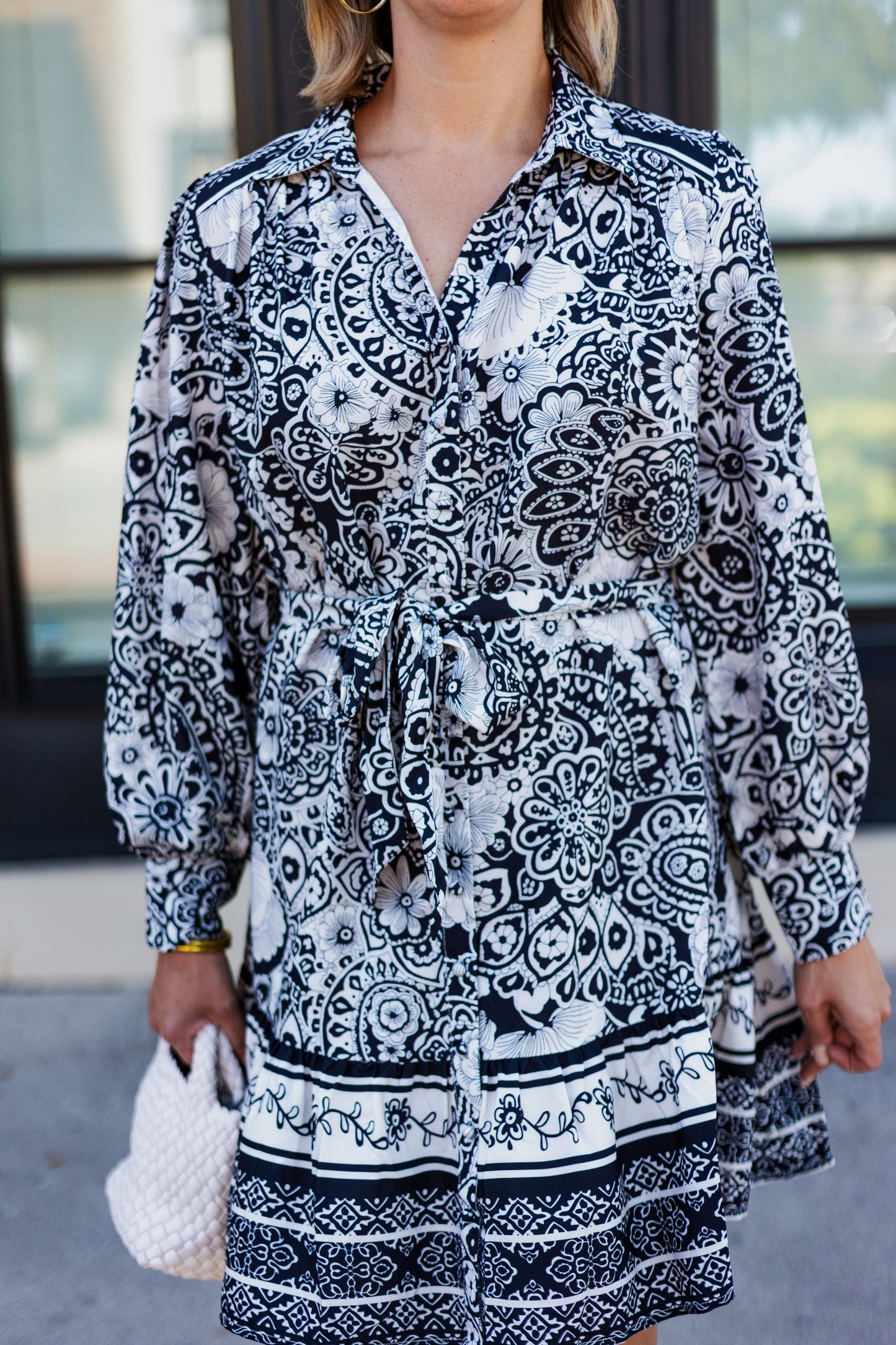 LIZZY PRINT TIE WAIST DRESS