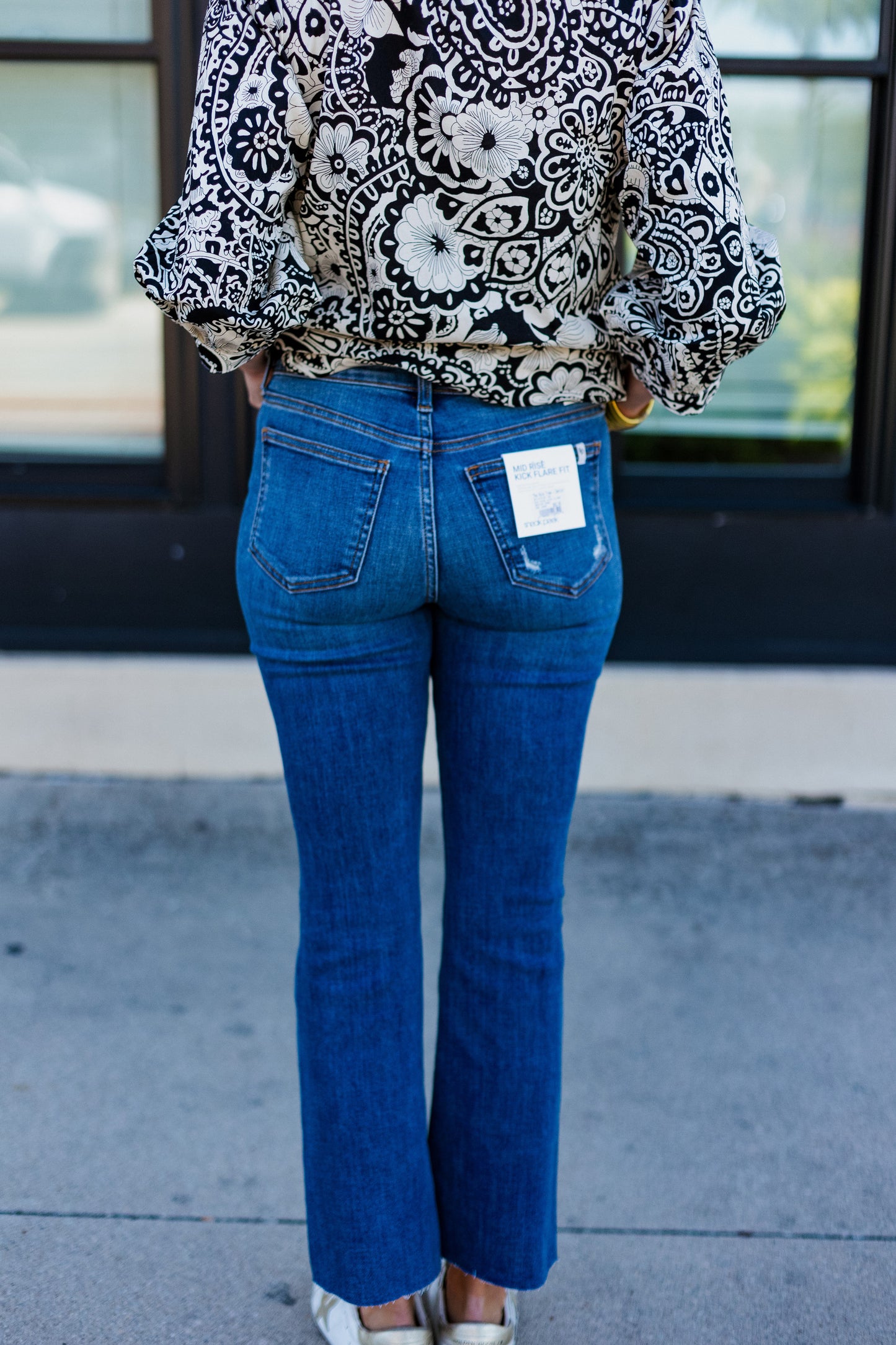 OLD SCHOOL MID RISE CROP KICK FLARE JEANS