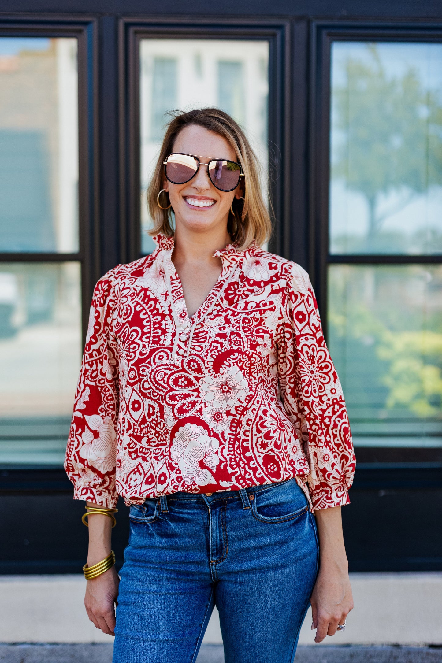 LIGHTS ON ME PRINT TOP: CLAY
