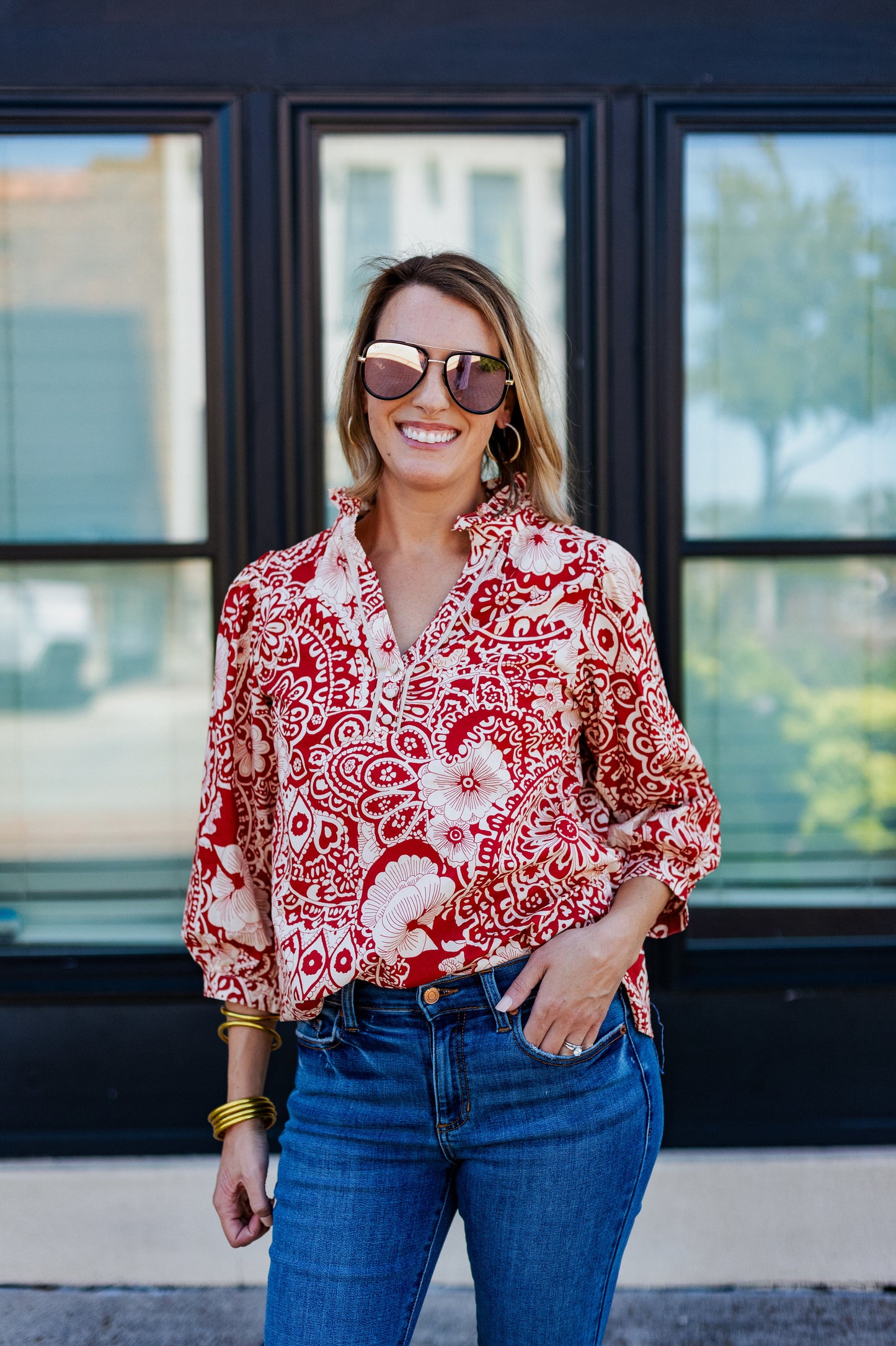 LIGHTS ON ME PRINT TOP: CLAY