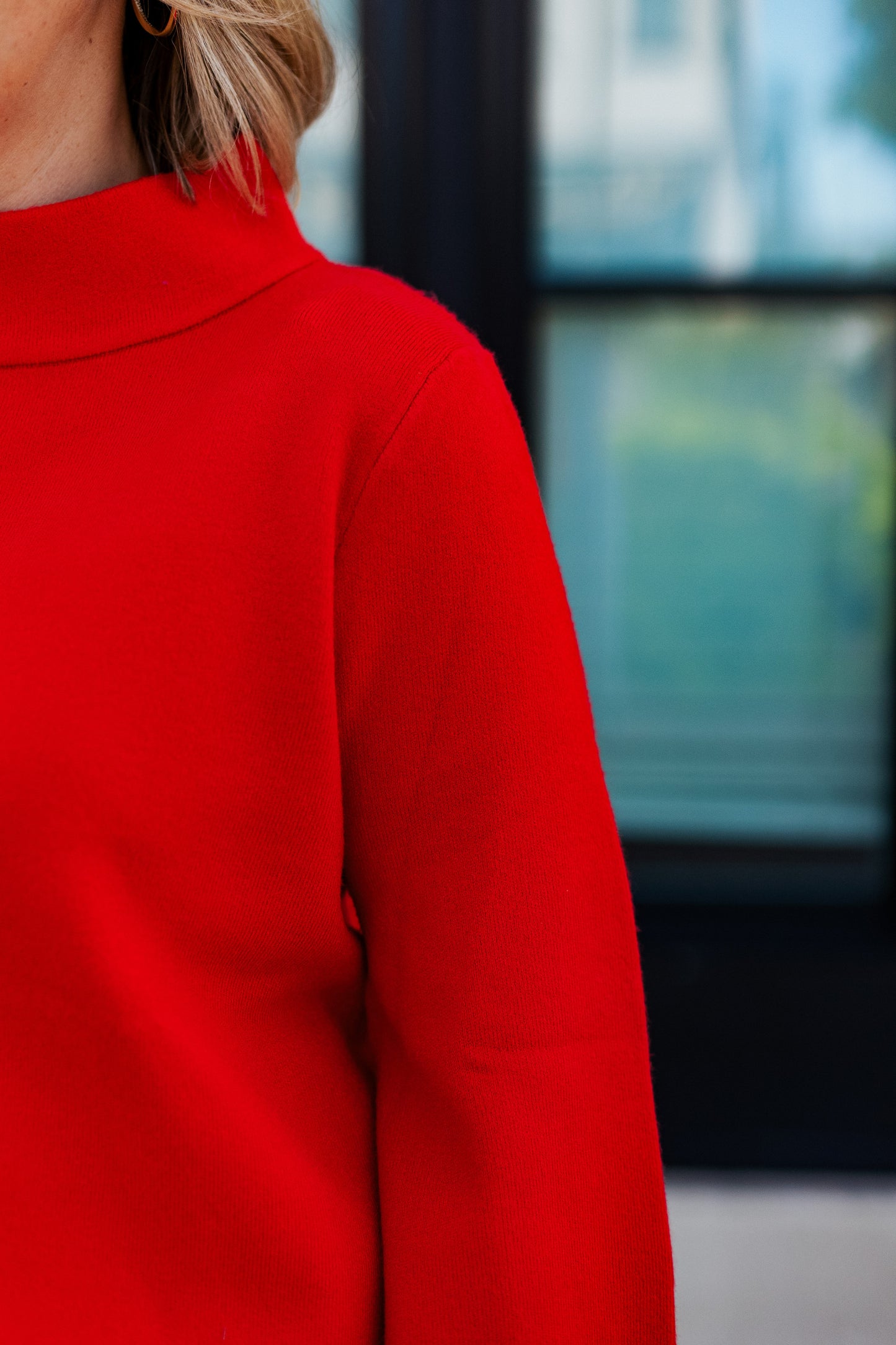 SEEING RED MOCK NECK PULLOVER