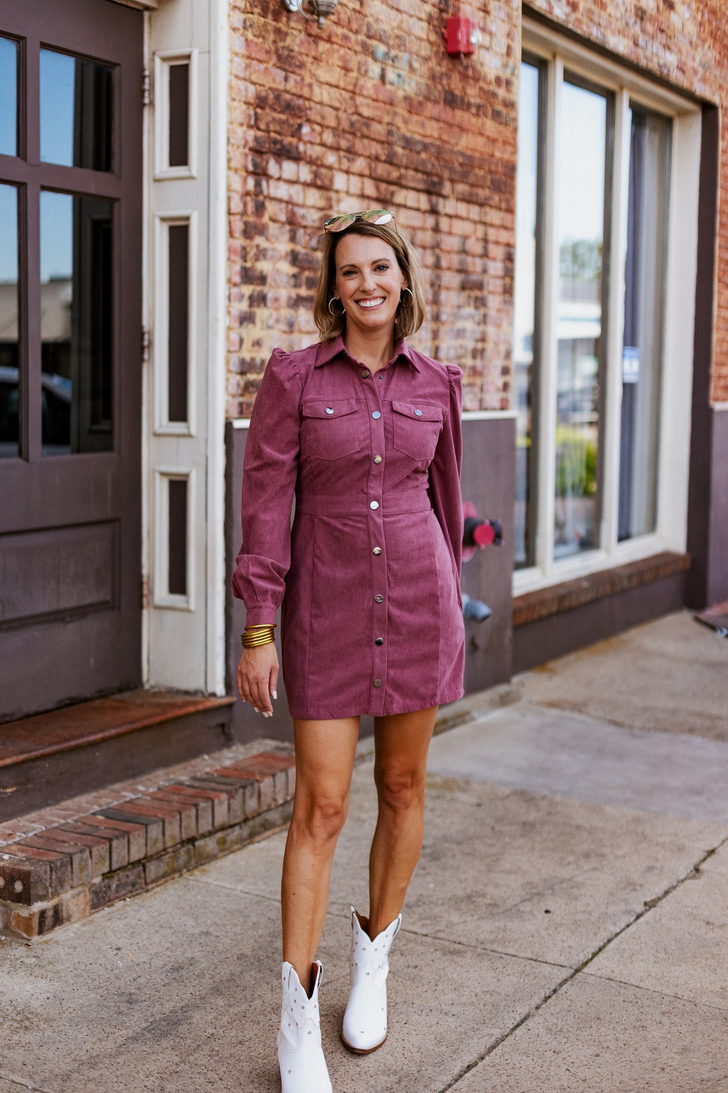 DATE NIGHT BUTTON UP CORD DRESS