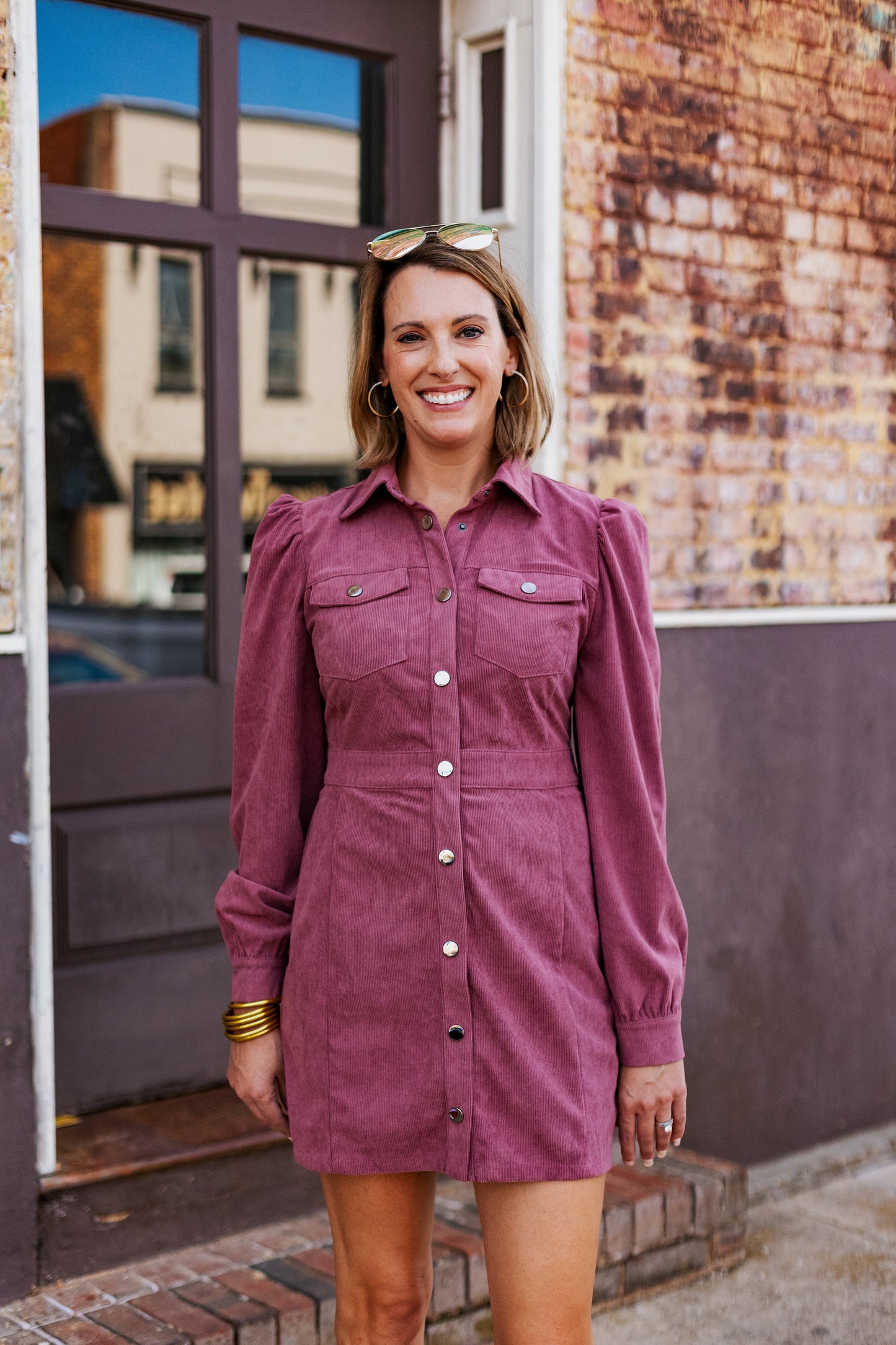DATE NIGHT BUTTON UP CORD DRESS