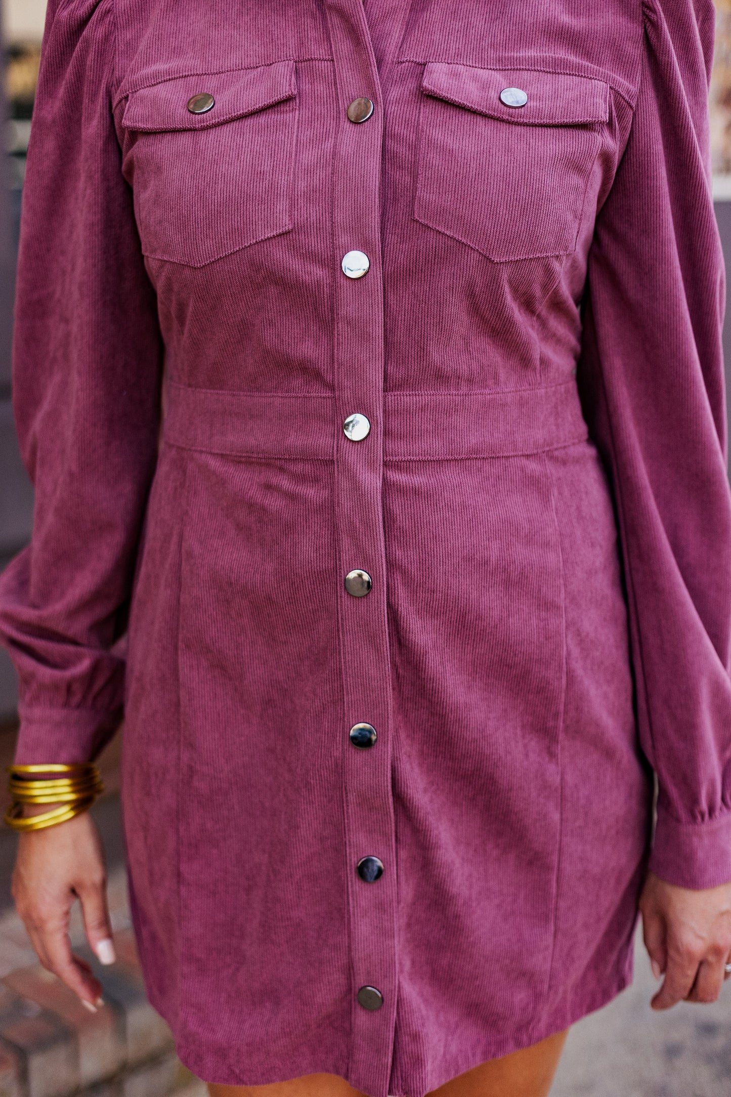 DATE NIGHT BUTTON UP CORD DRESS