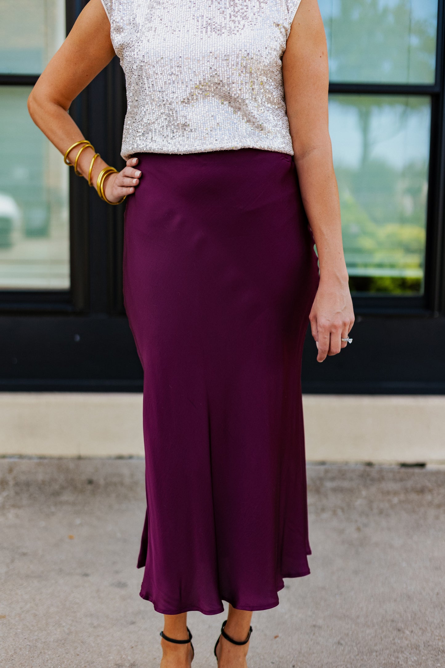 SILK SLIP SKIRT: SANGRIA