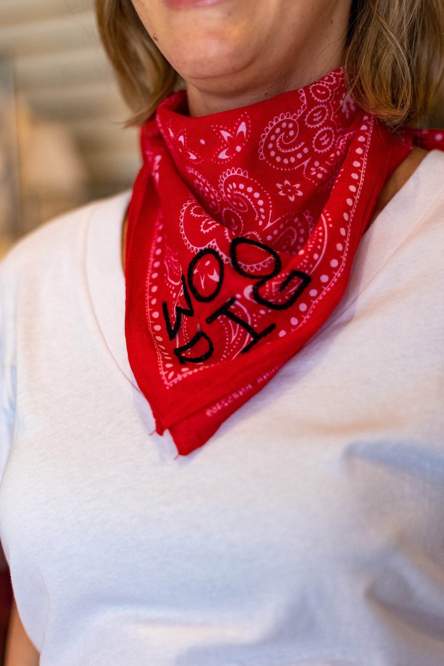 HAND EMBROIDERED GAME DAY BANDANA: WOO PIG