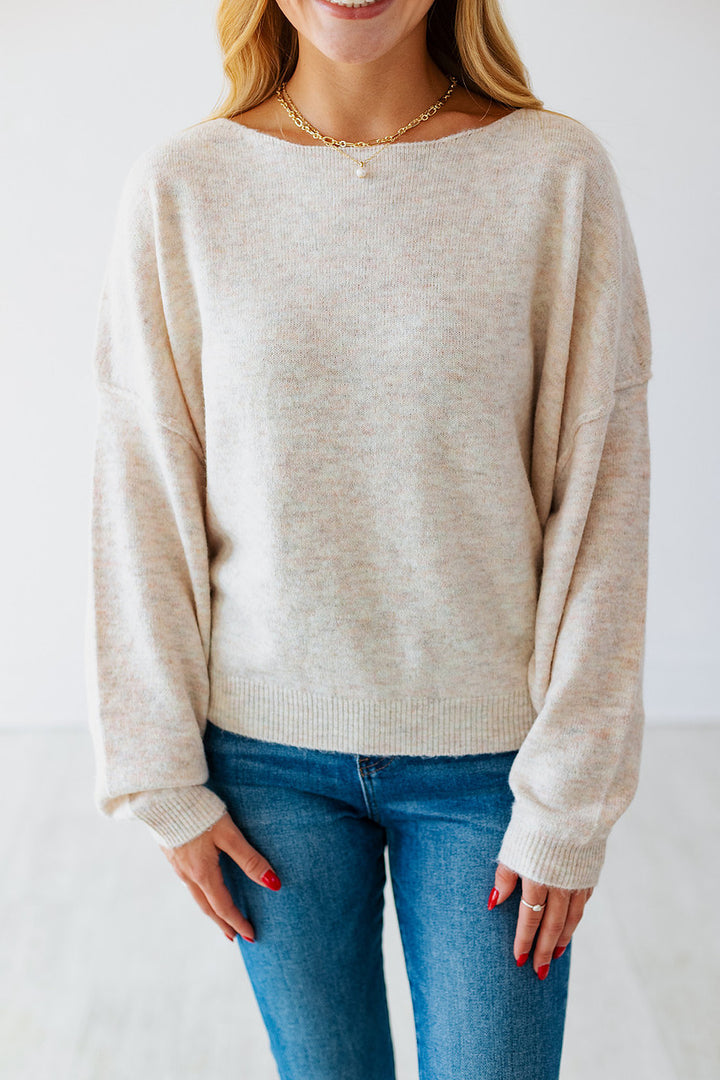 ROUND NECK SWEATER- OATMEAL