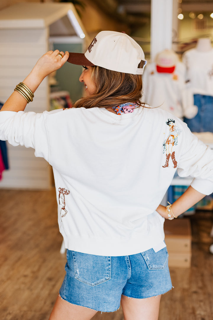 WESTERN MOTIF EMBROIDERED SWEATSHIRT