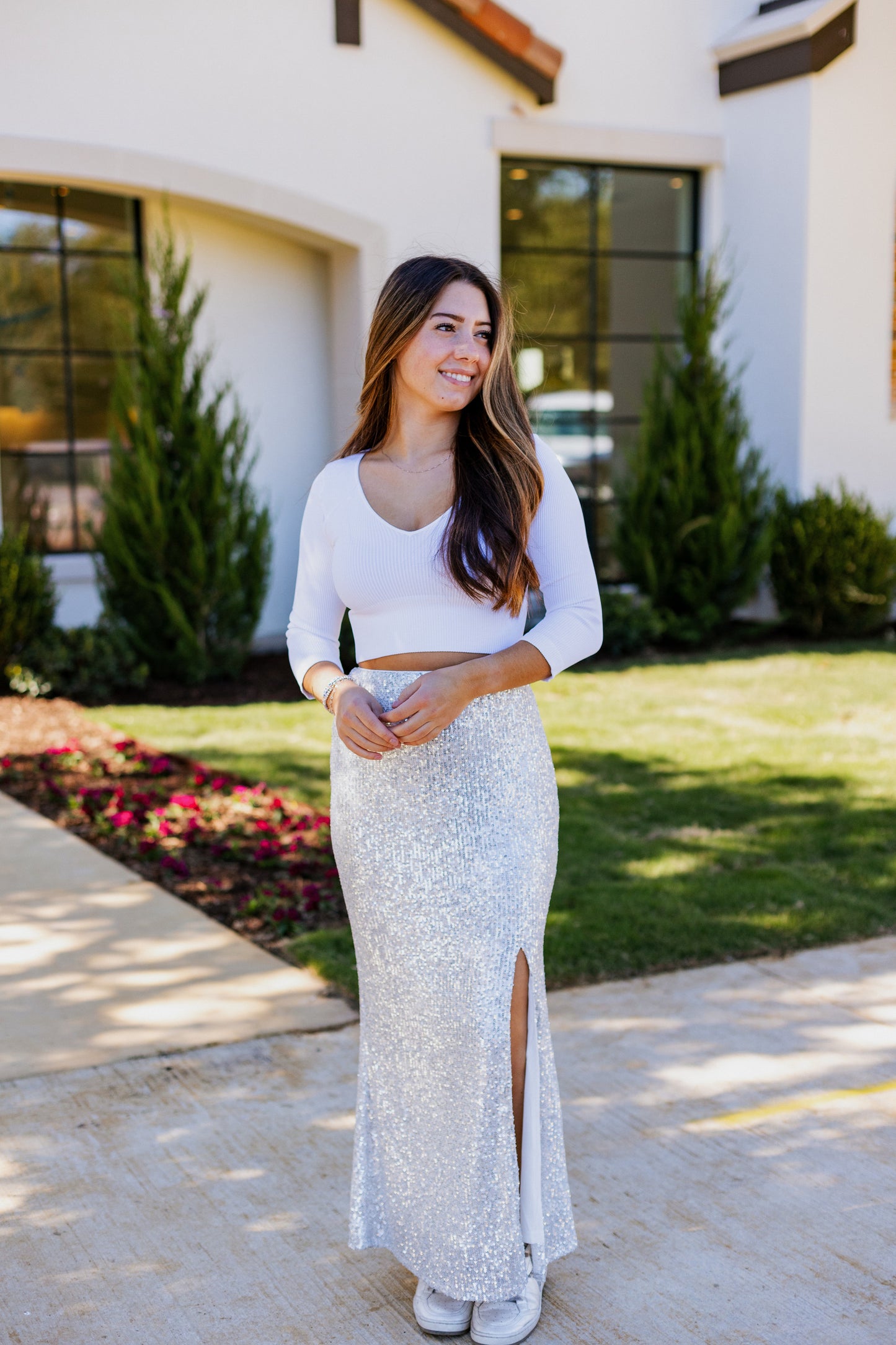 DISCO SEQUIN SKIRT W/ SLIT