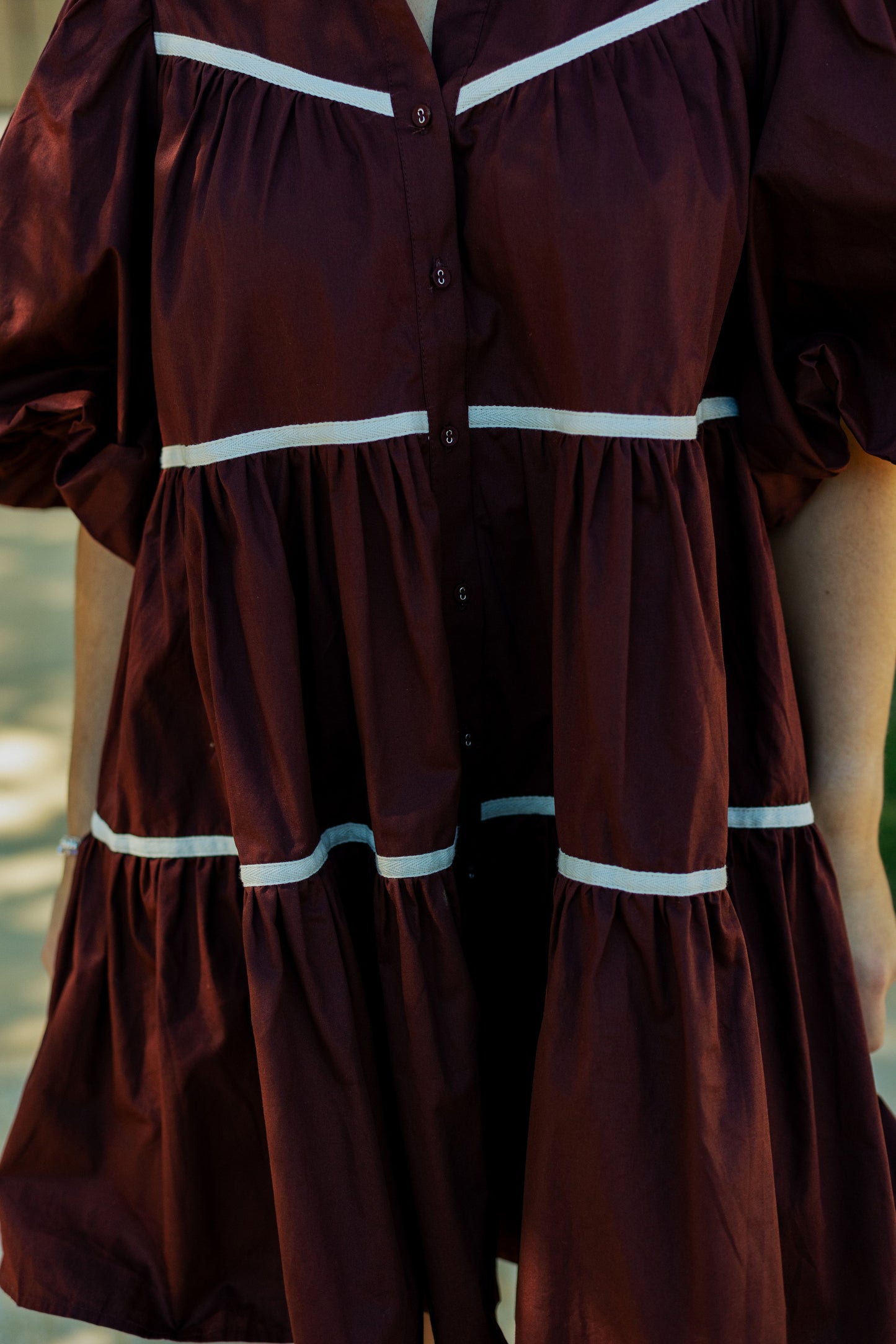 GIMME MORE TIERED DRESS: BROWN