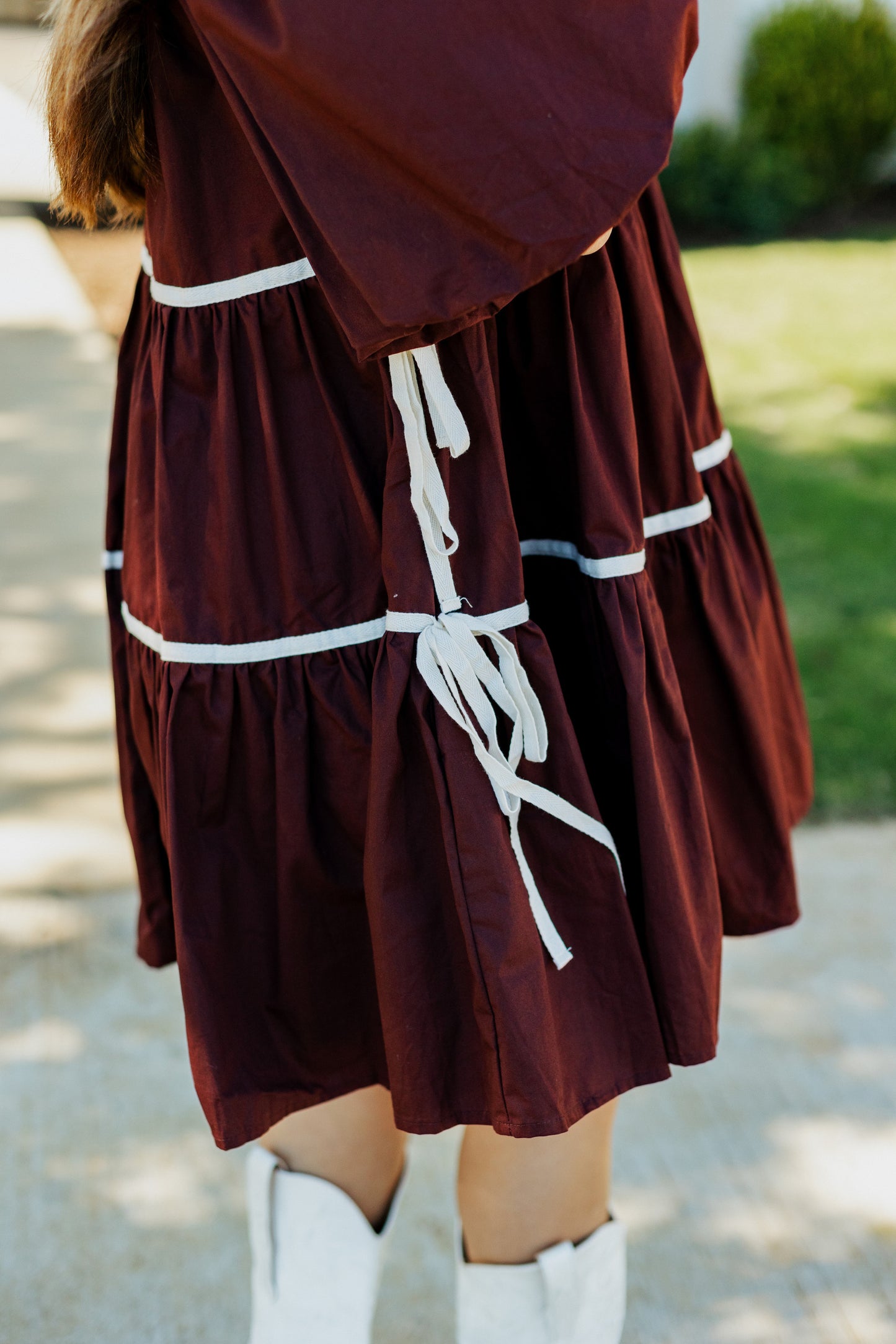 GIMME MORE TIERED DRESS: BROWN